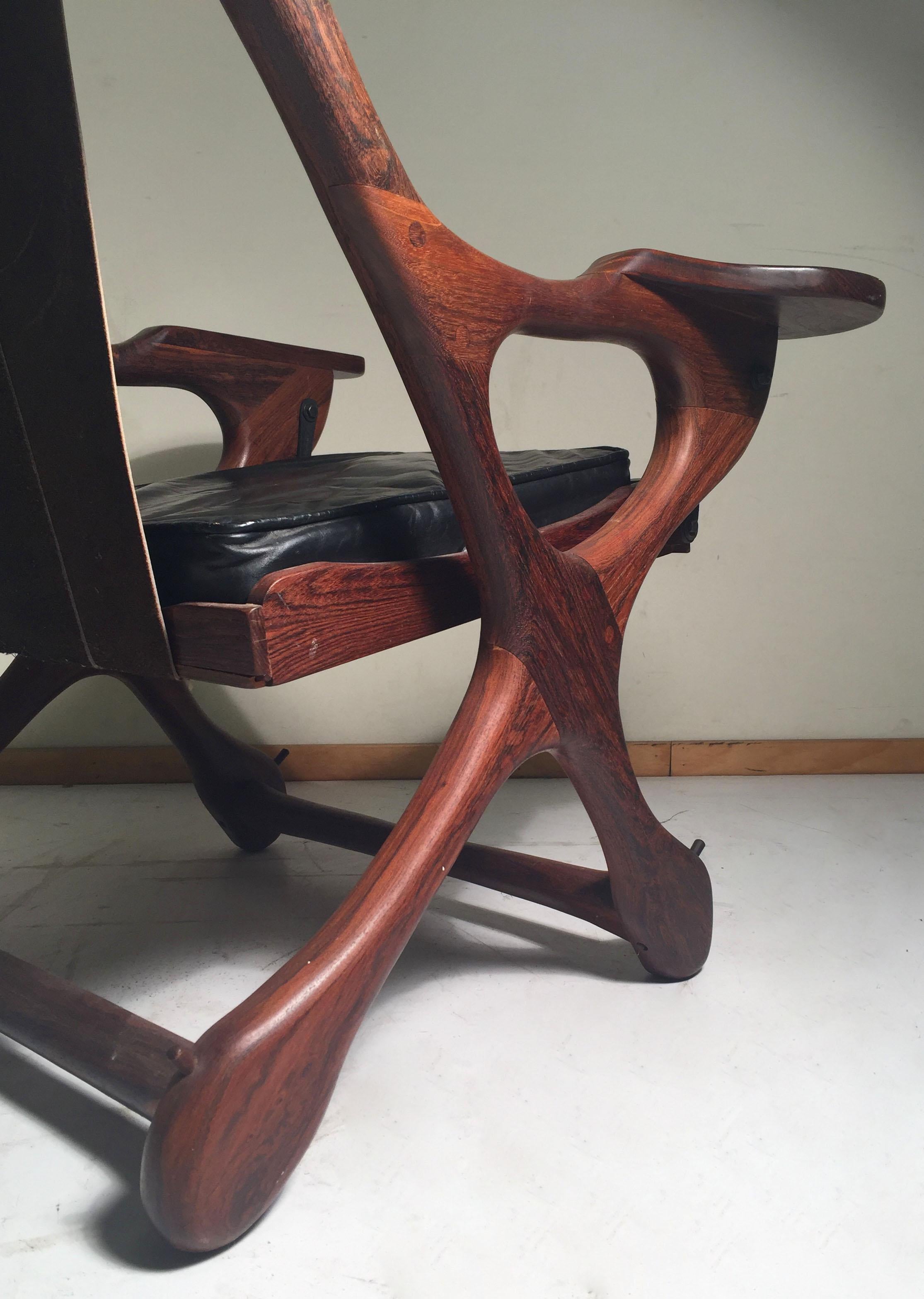 Wood Vintage Don Shoemaker Rosewood Swinger Chair Signed Senal, Mexico For Sale