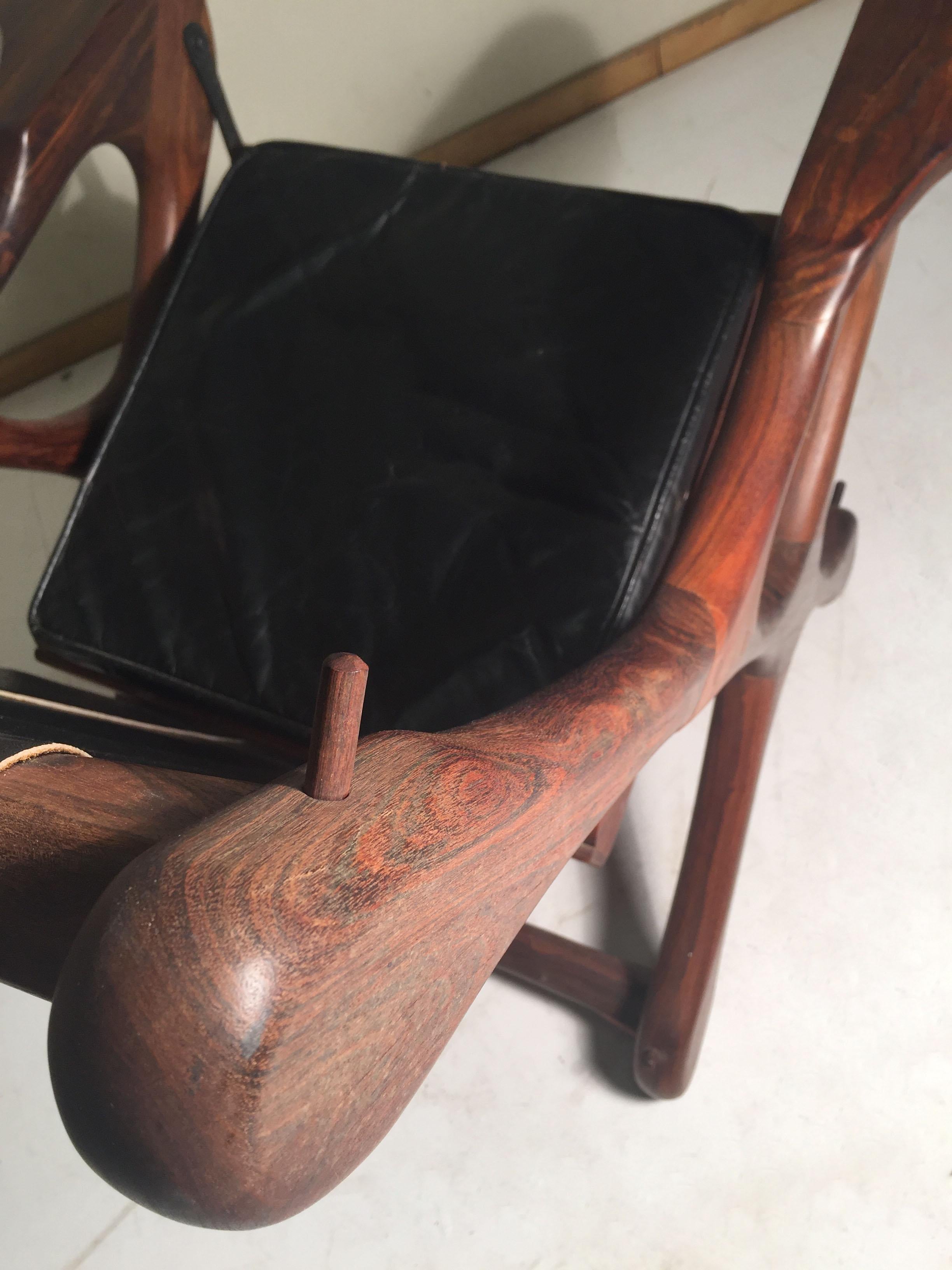 Vintage Don Shoemaker Rosewood Swinger Chair Signed Senal, Mexico For Sale 2