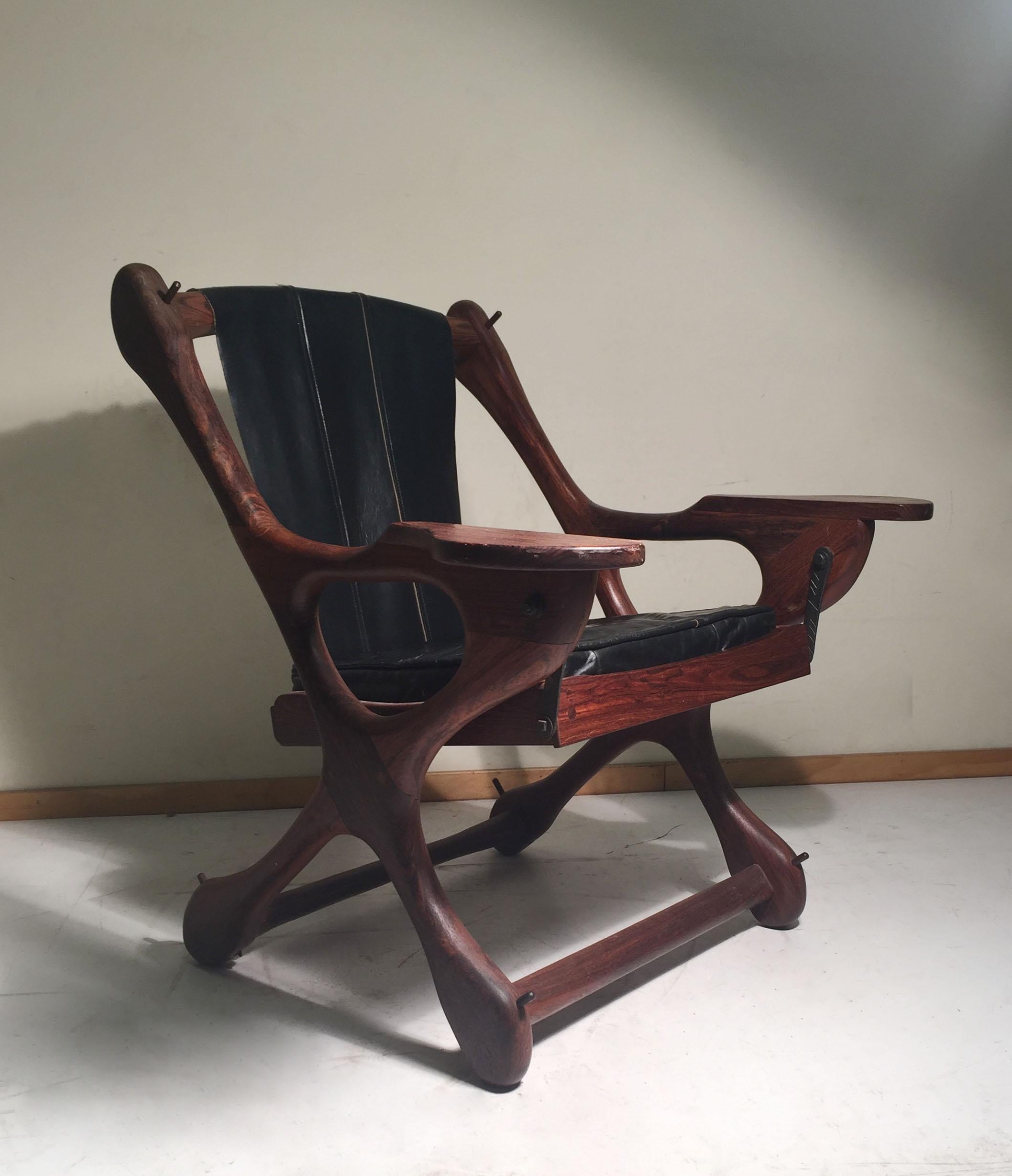 Mid-Century Modern Vintage Don Shoemaker Rosewood Swinger Chair Signed Senal, Mexico For Sale