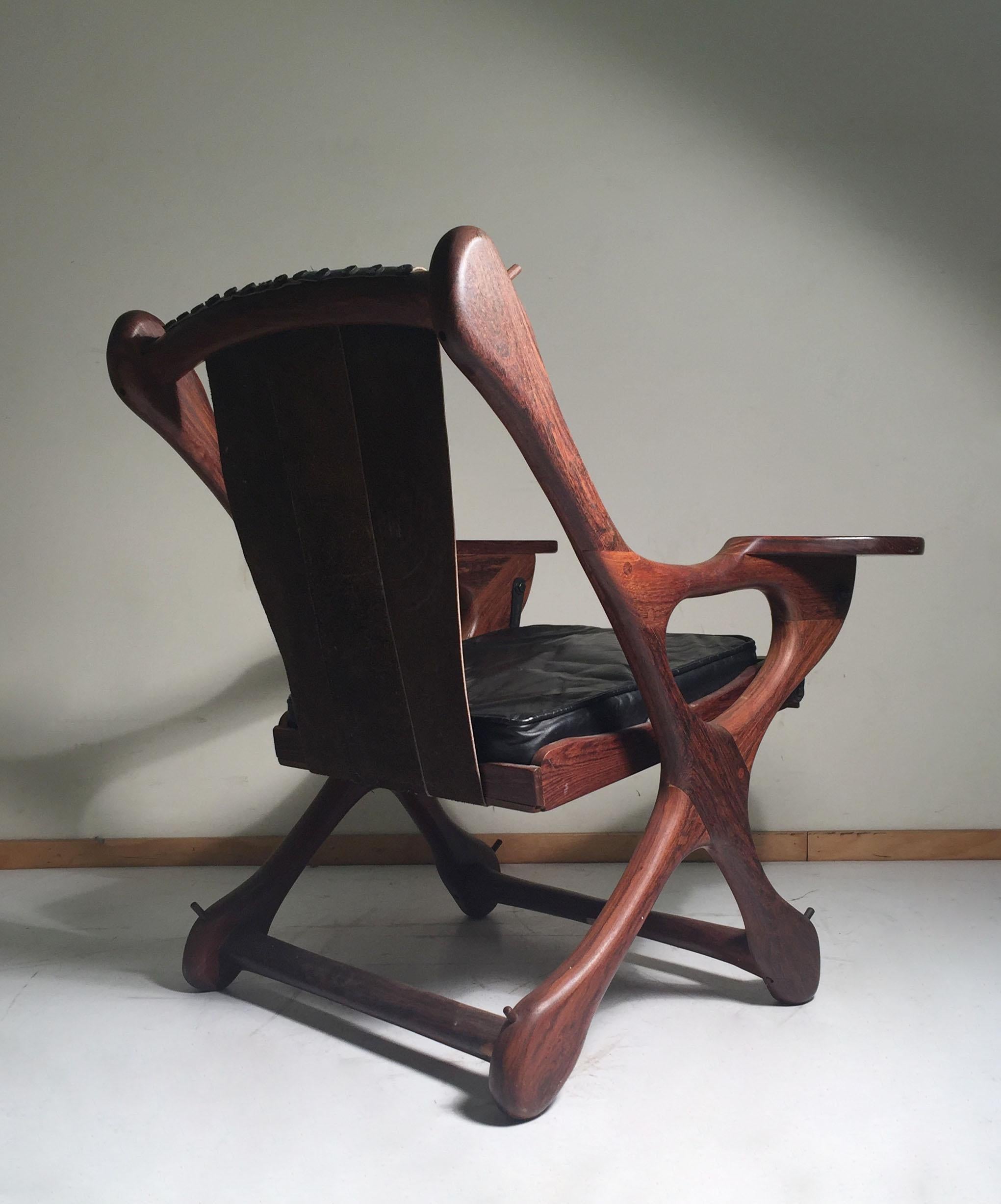 20th Century Vintage Don Shoemaker Rosewood Swinger Chair Signed Senal, Mexico For Sale