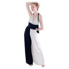 Vintage Donald Brooks Black White Halter Jumpsuit