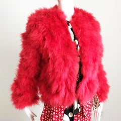 Vintage Donald Brooks Marabou Feather Jacket Short Duster Size M 70s