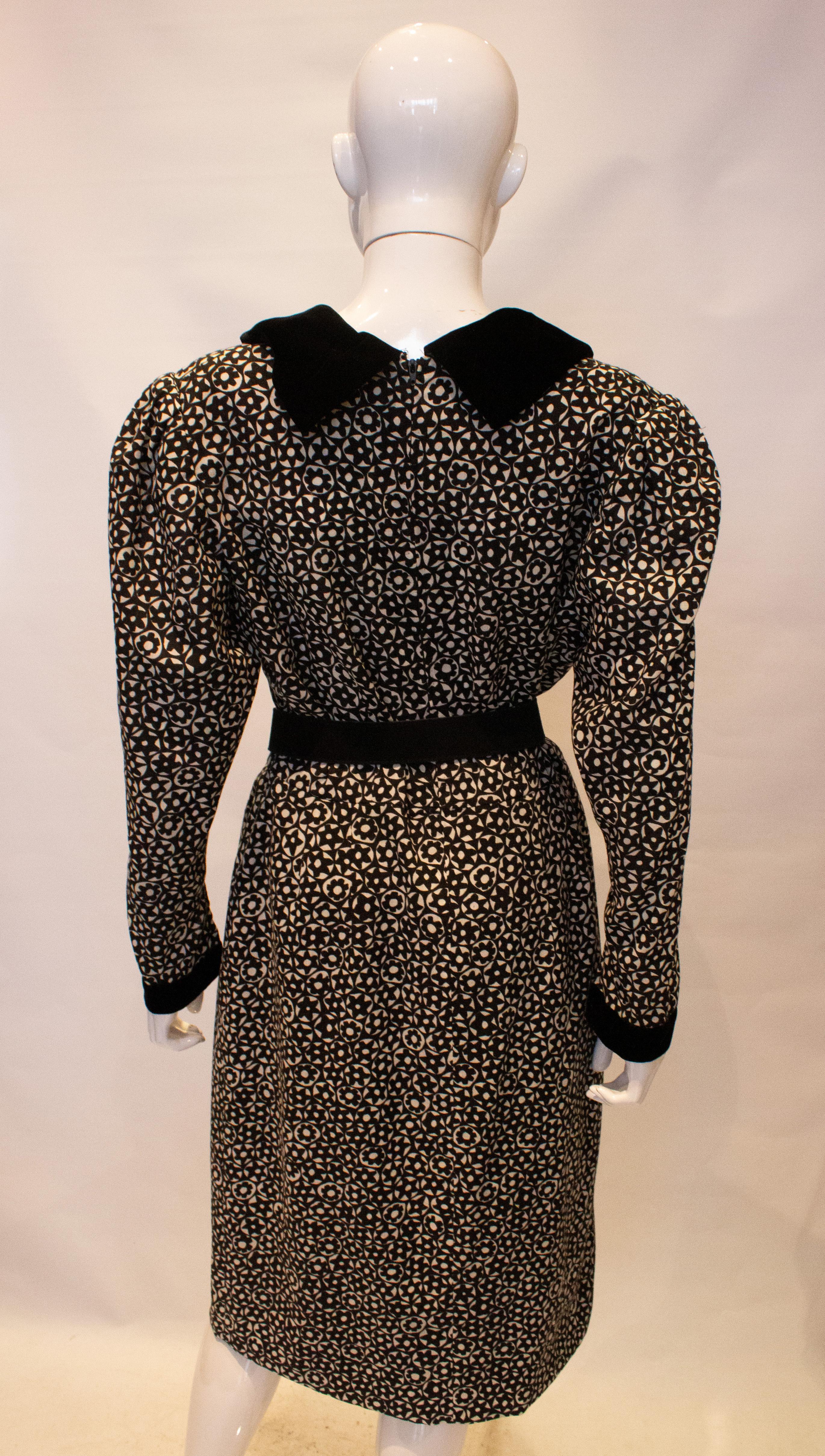 Vintage Donald Campbell Black and White Dress In Good Condition For Sale In London, GB