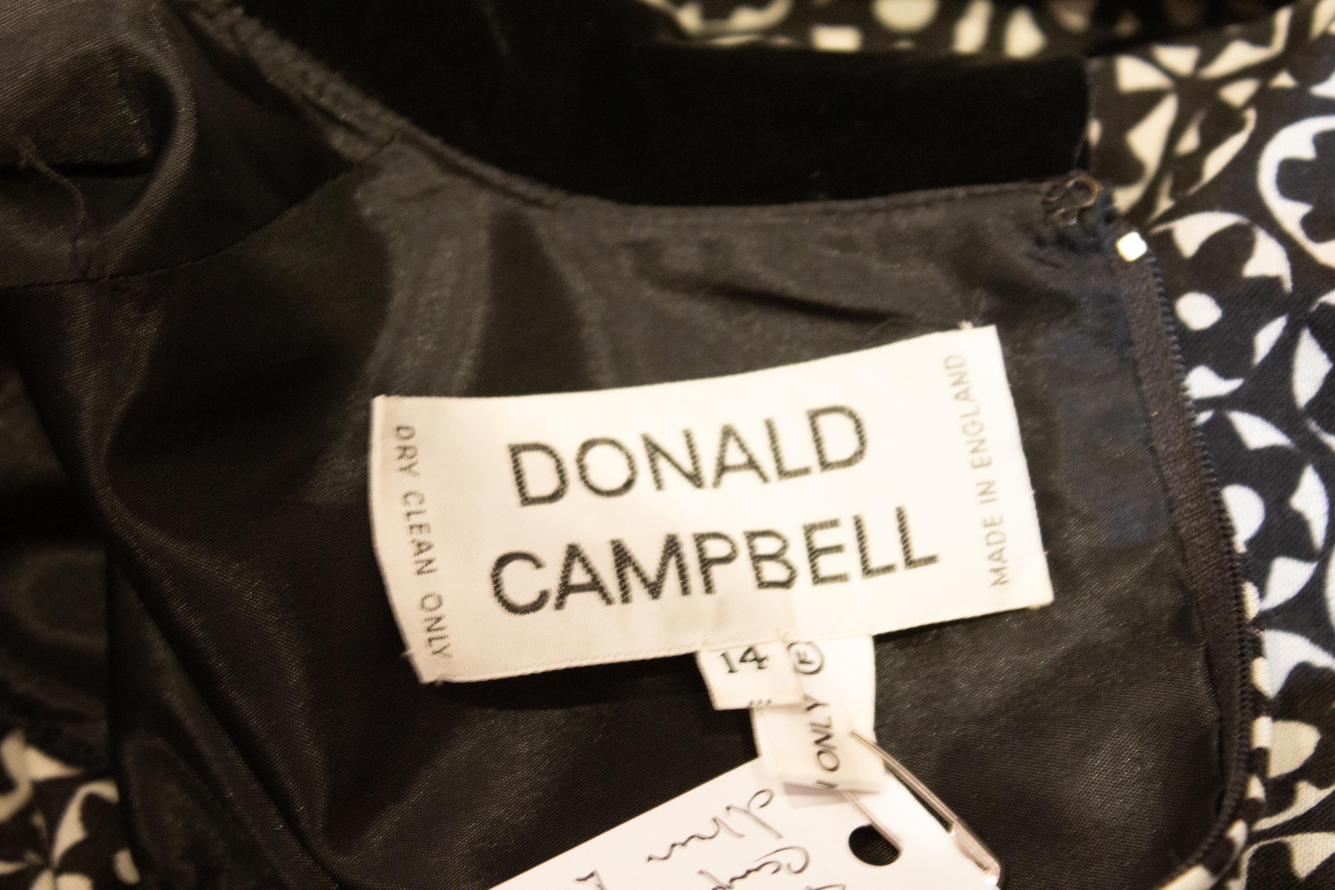 Vintage Donald Campbell Black and White Dress For Sale 1