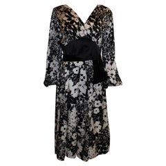 Vestito vintage in seta bianca e nera di Donald Campbell