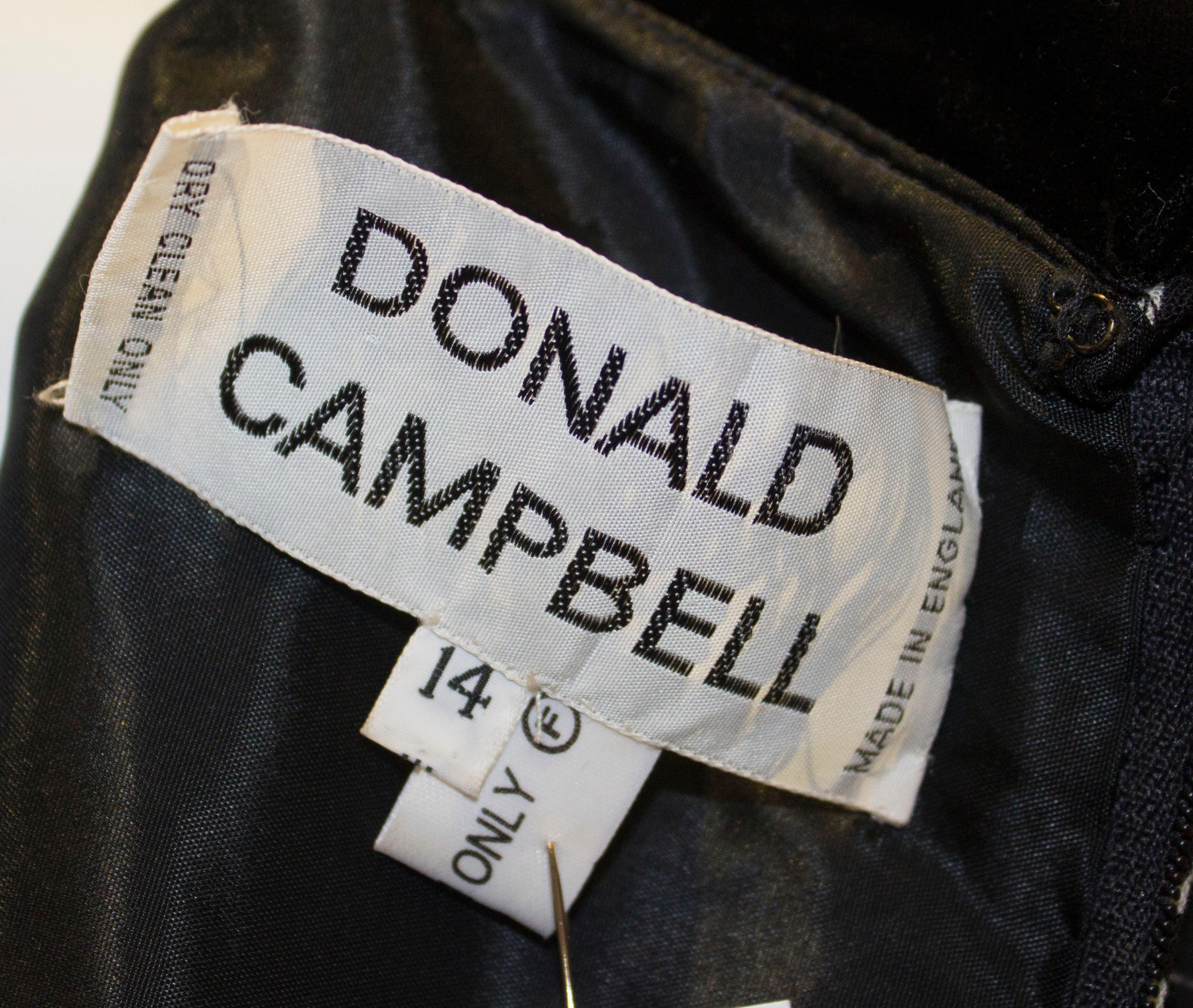 Vintage Donald Campbell Black and White Wool and Velvet Dress For Sale 4