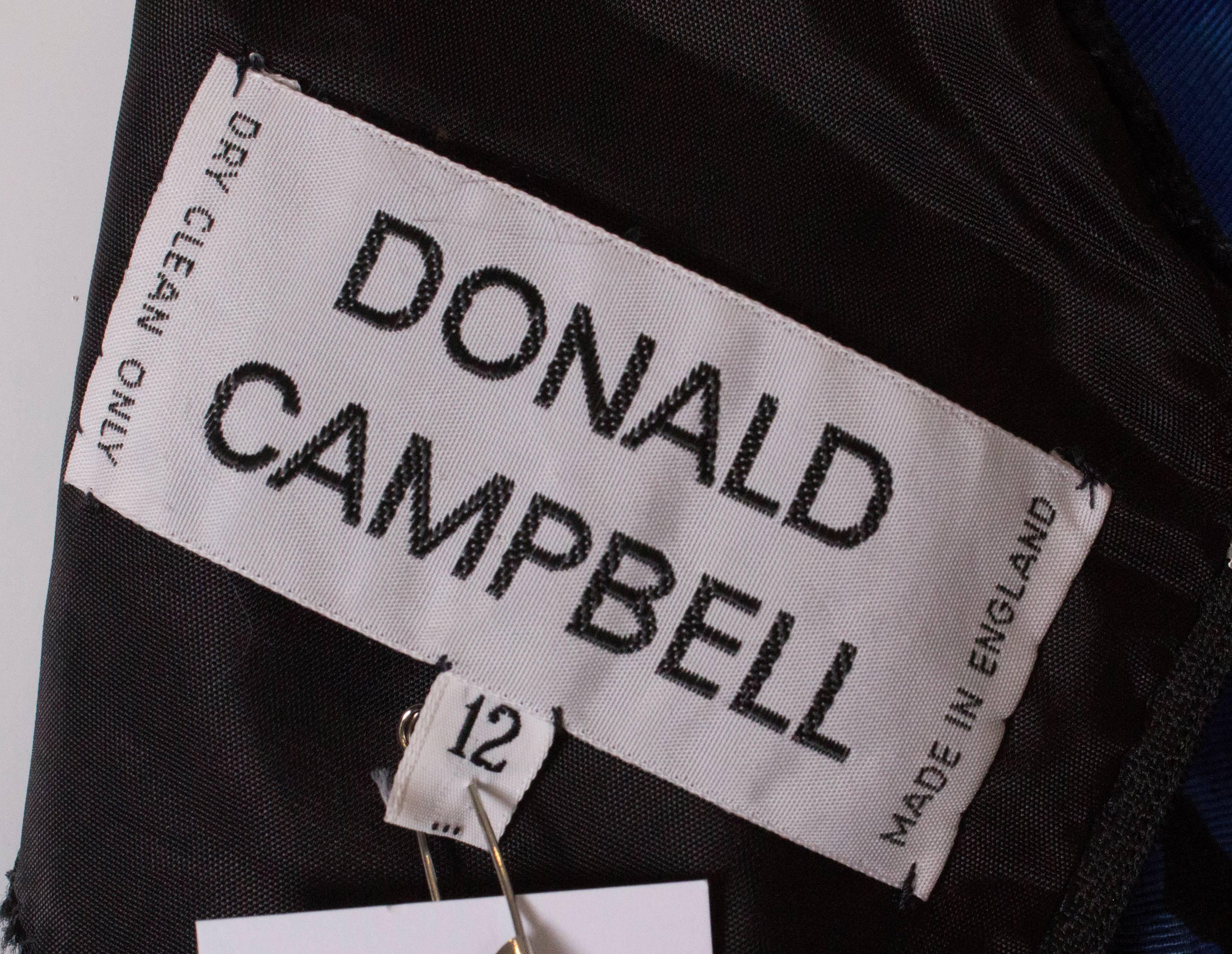 Vintage Donald Campbell Blue and Black Cocktail Dress For Sale 3