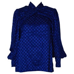  Vintage Donald Campbell Blue Silk Blouse