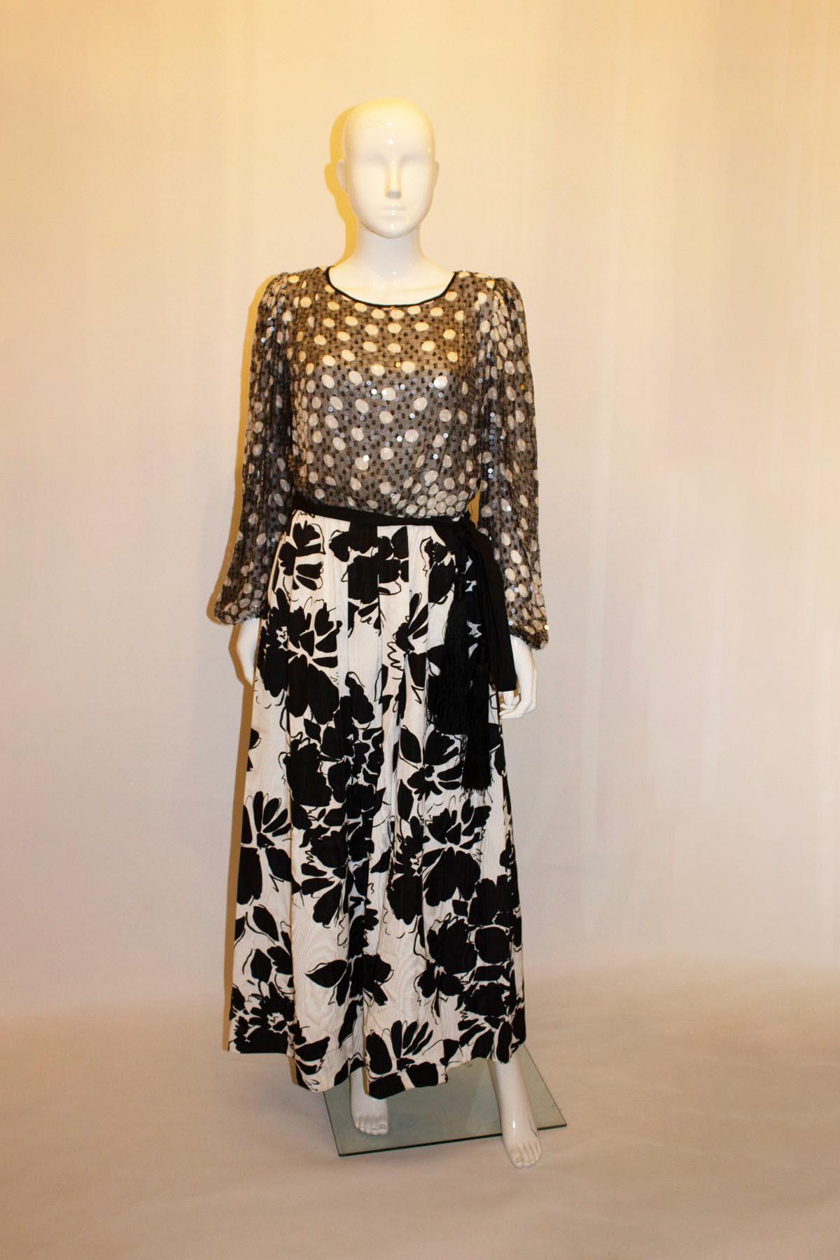 Women's Vintage Donald Campbell Evening Gown with Sequin Top For Sale