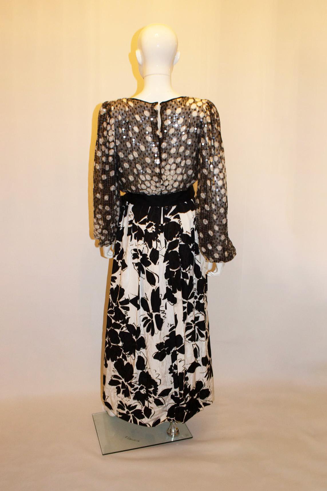Vintage Donald Campbell Evening Gown with Sequin Top For Sale 1
