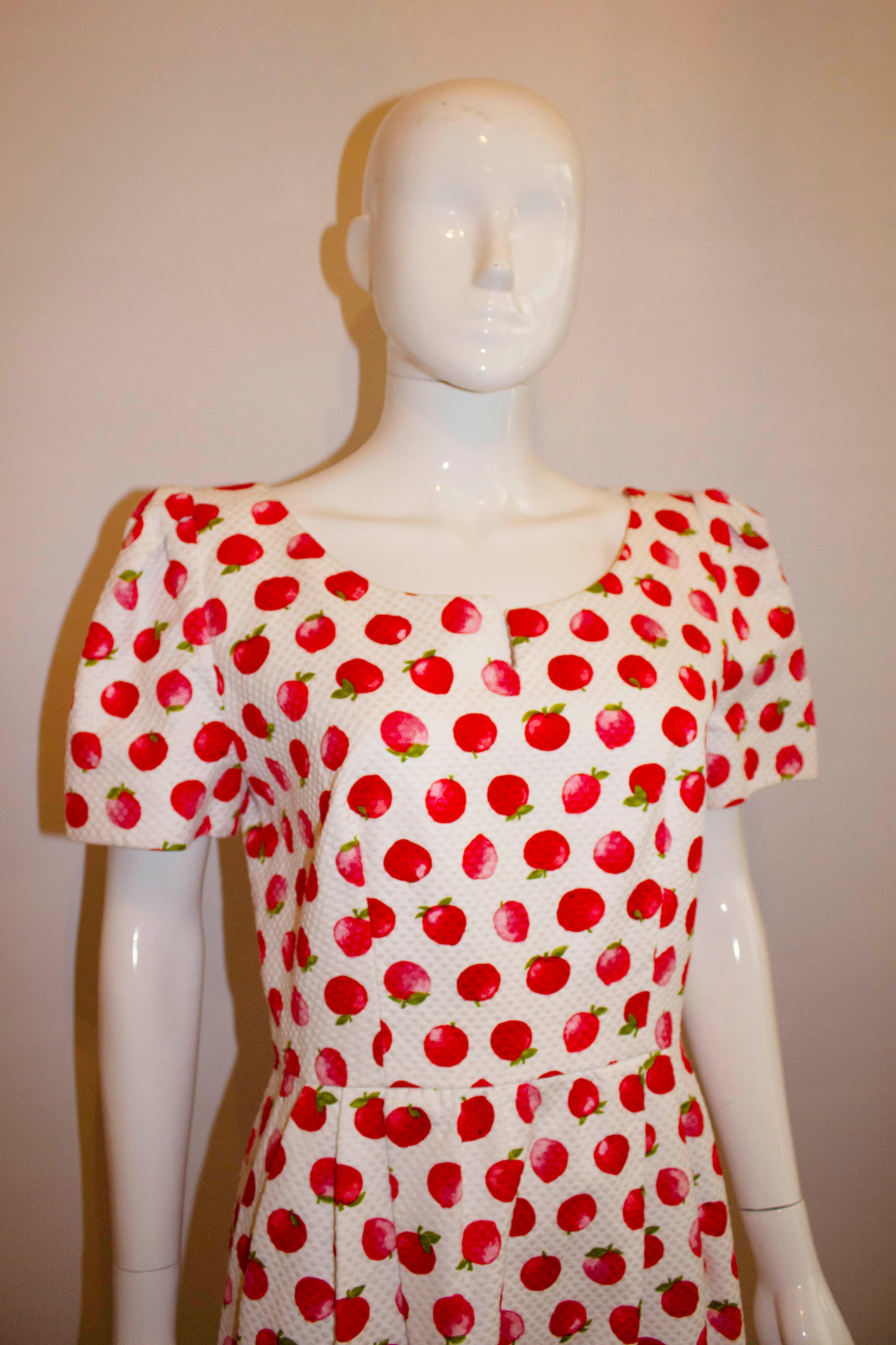 Vintage Donald Campbell Fruit Print Cotton Dress In Good Condition For Sale In London, GB