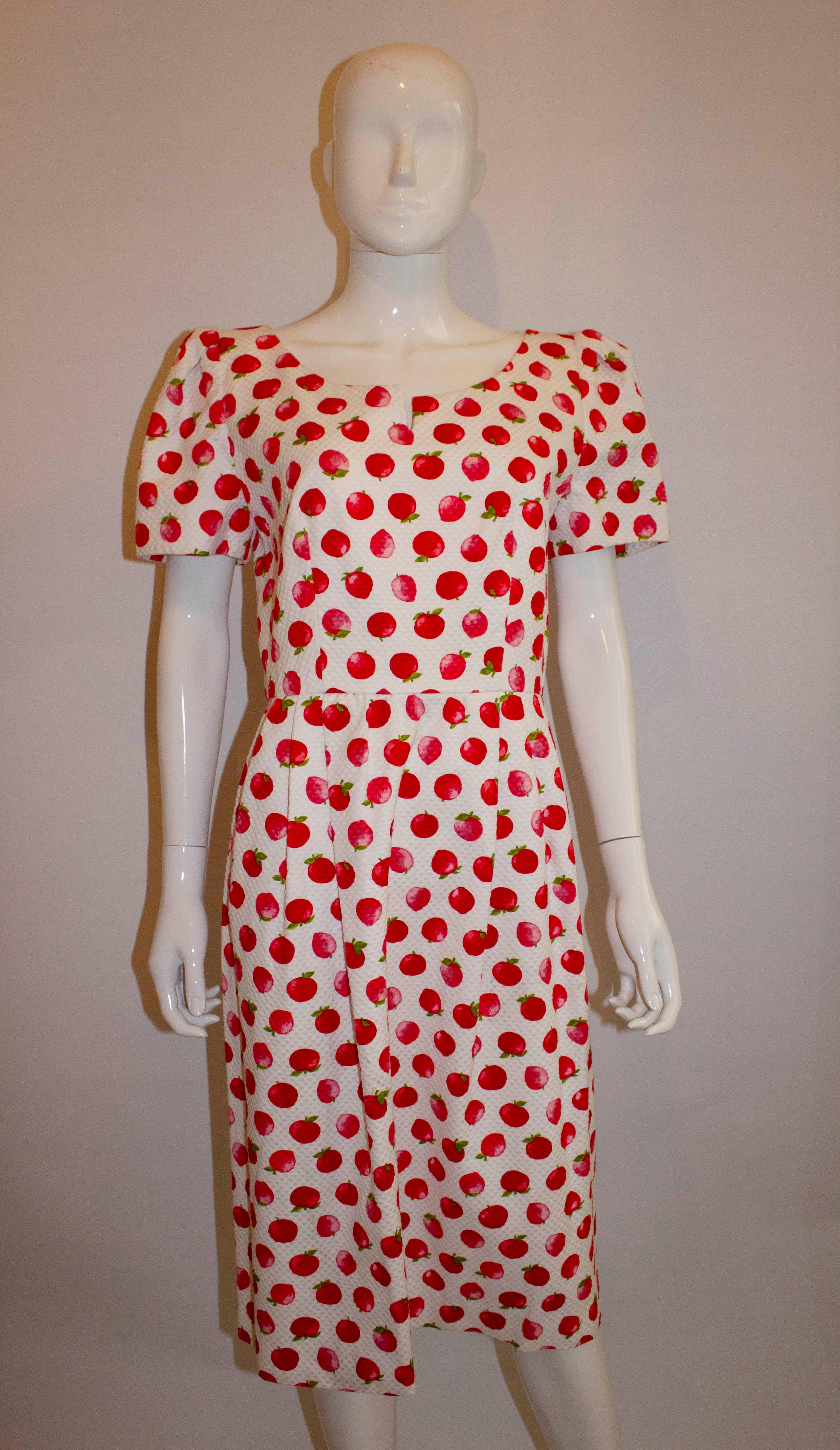 Women's Vintage Donald Campbell Fruit Print Cotton Dress For Sale