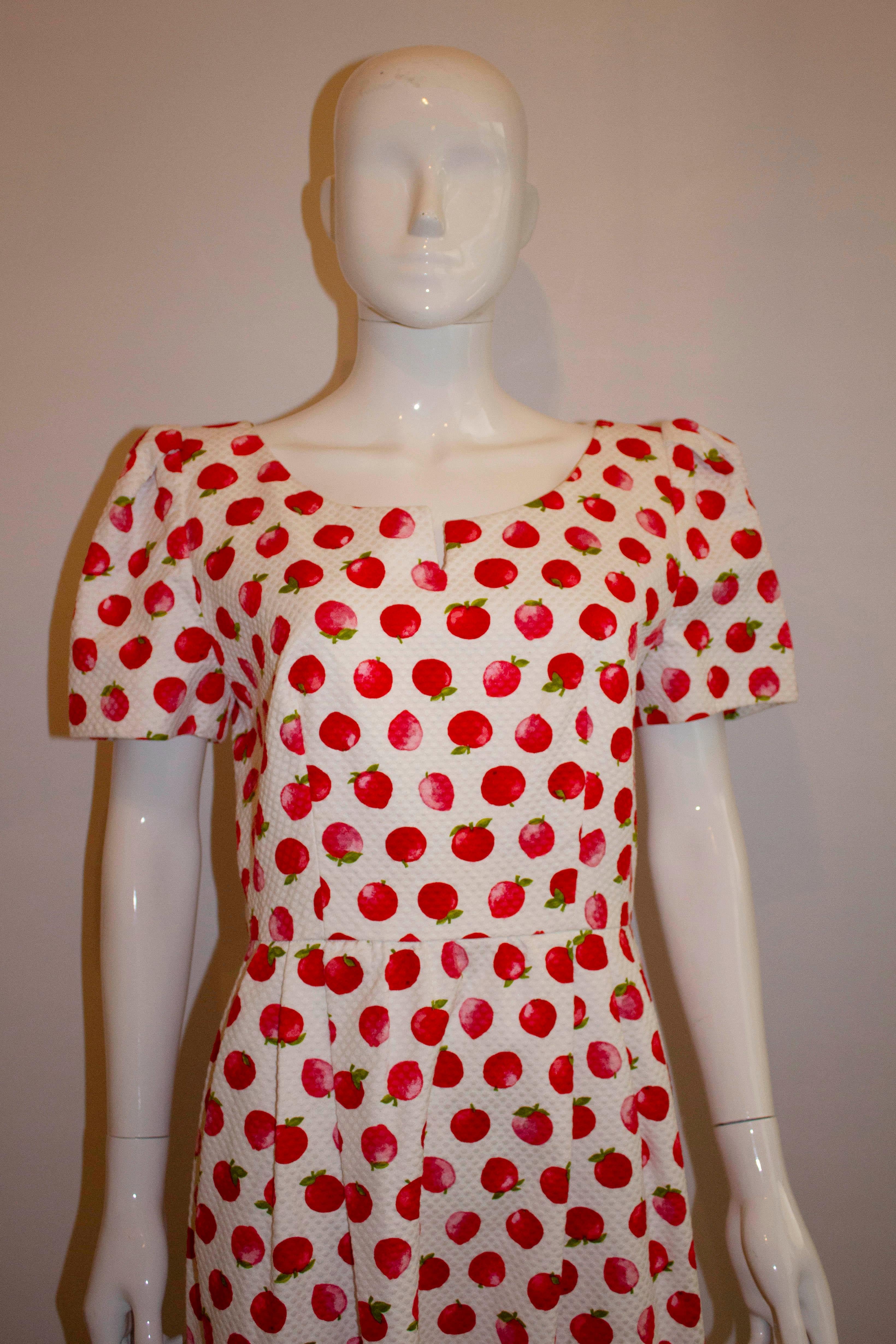 Vintage Donald Campbell Fruit Print Cotton Dress For Sale 1