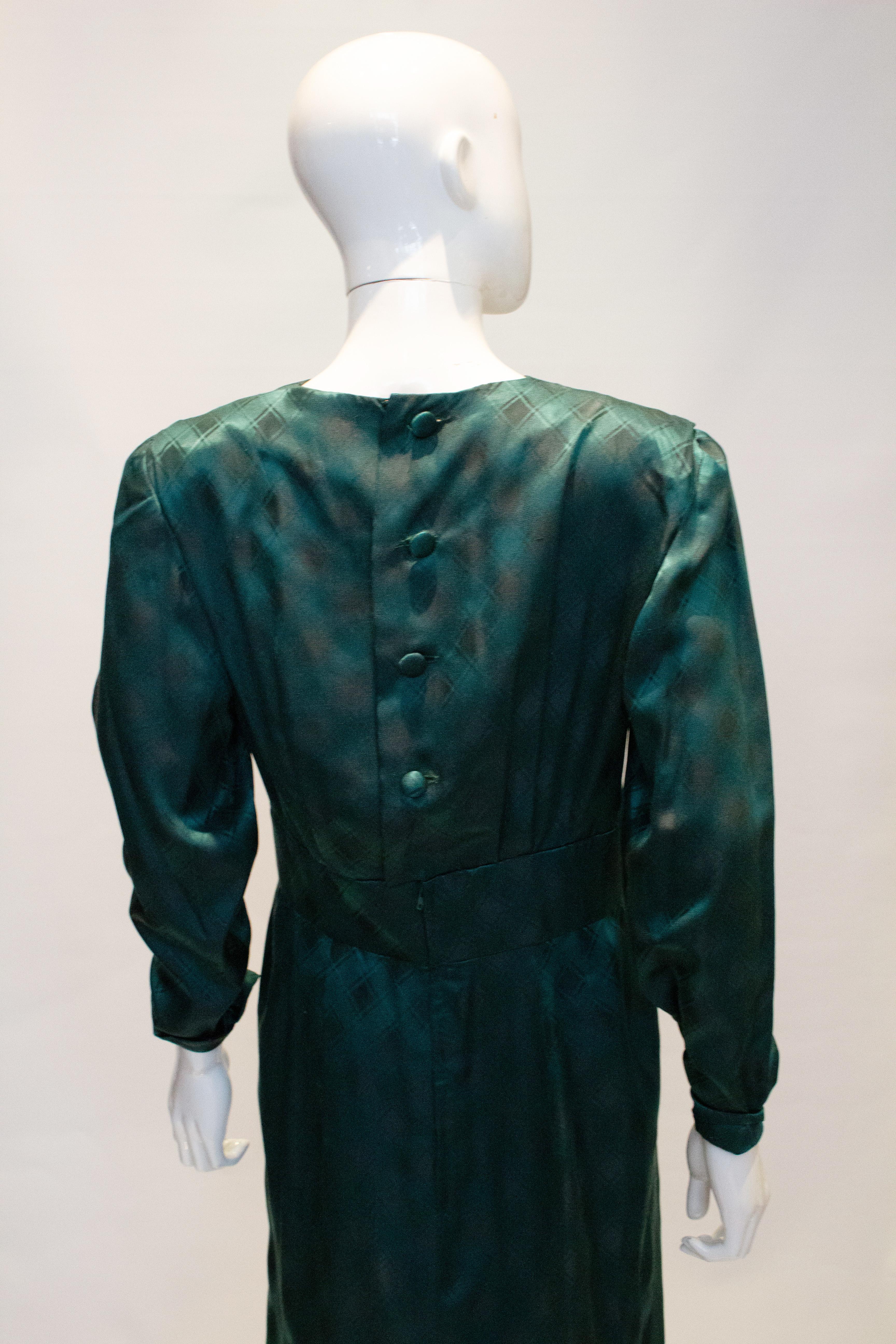 Black Vintage Donald Campbell Green Silk Dress For Sale