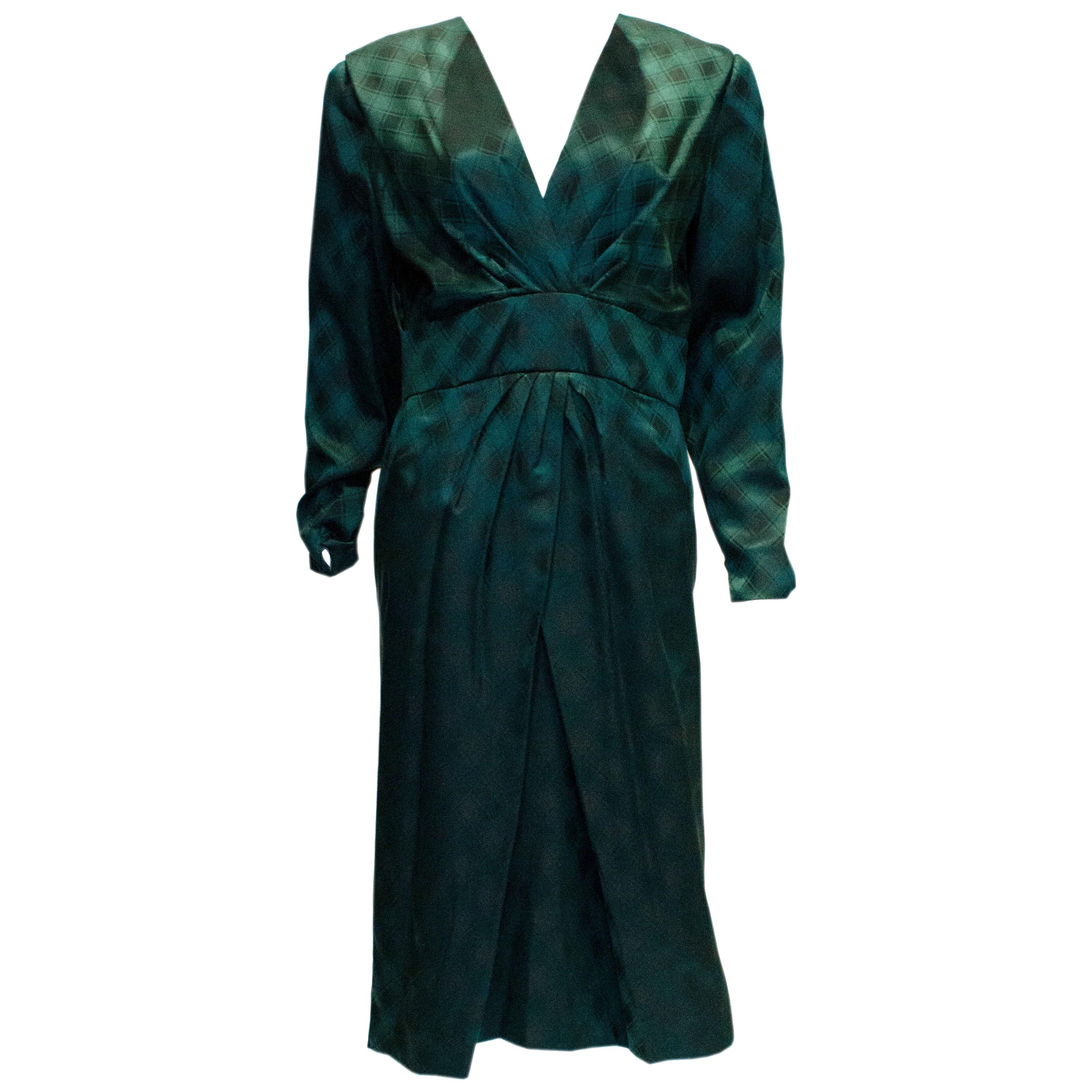 Vintage Donald Campbell Green Silk Dress For Sale
