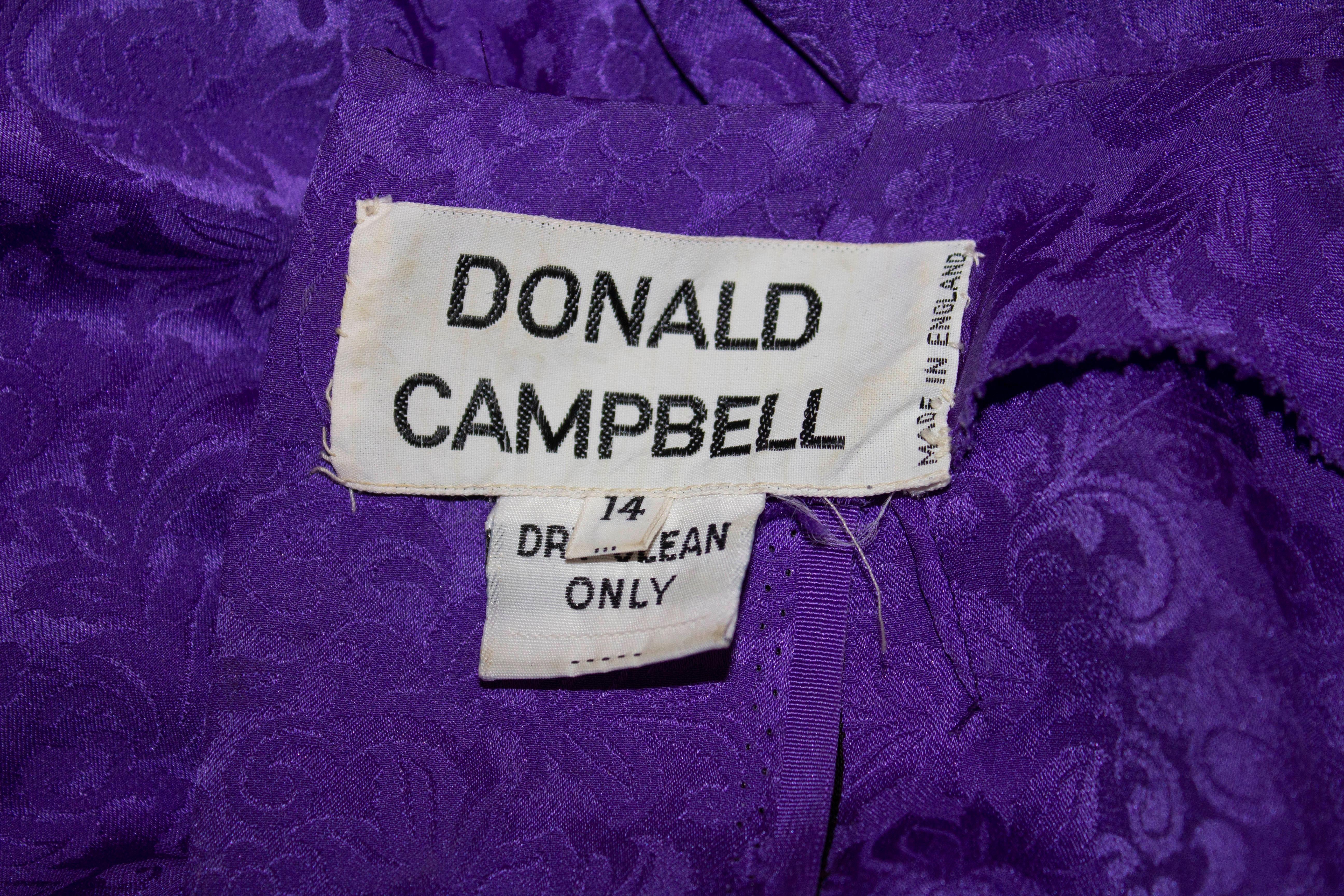 Vintage Donald Campbell lila Vintage-Seidenkleid (Violett) im Angebot
