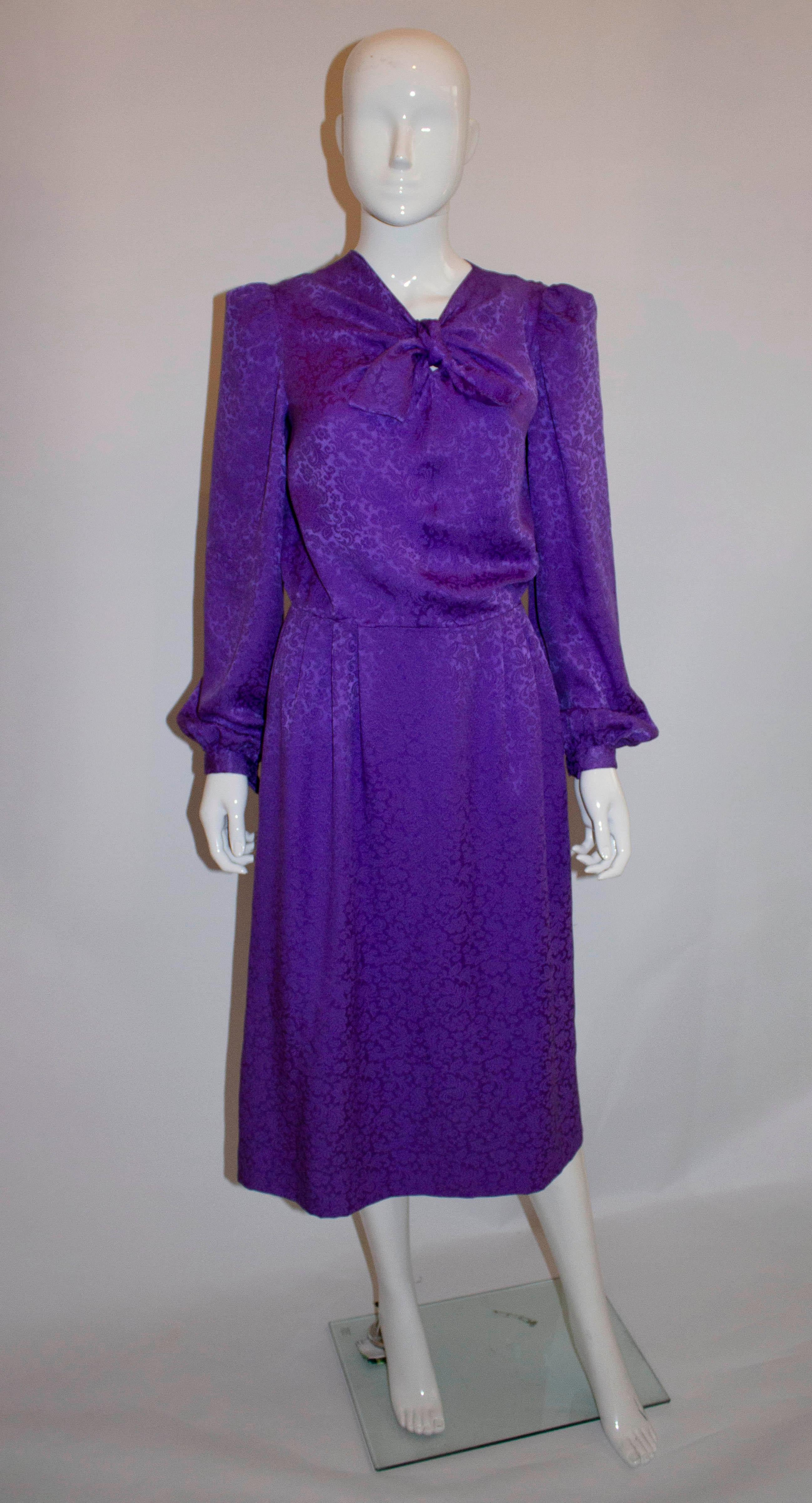 Vintage Donald Campbell Purple Silk Dress In New Condition For Sale In London, GB
