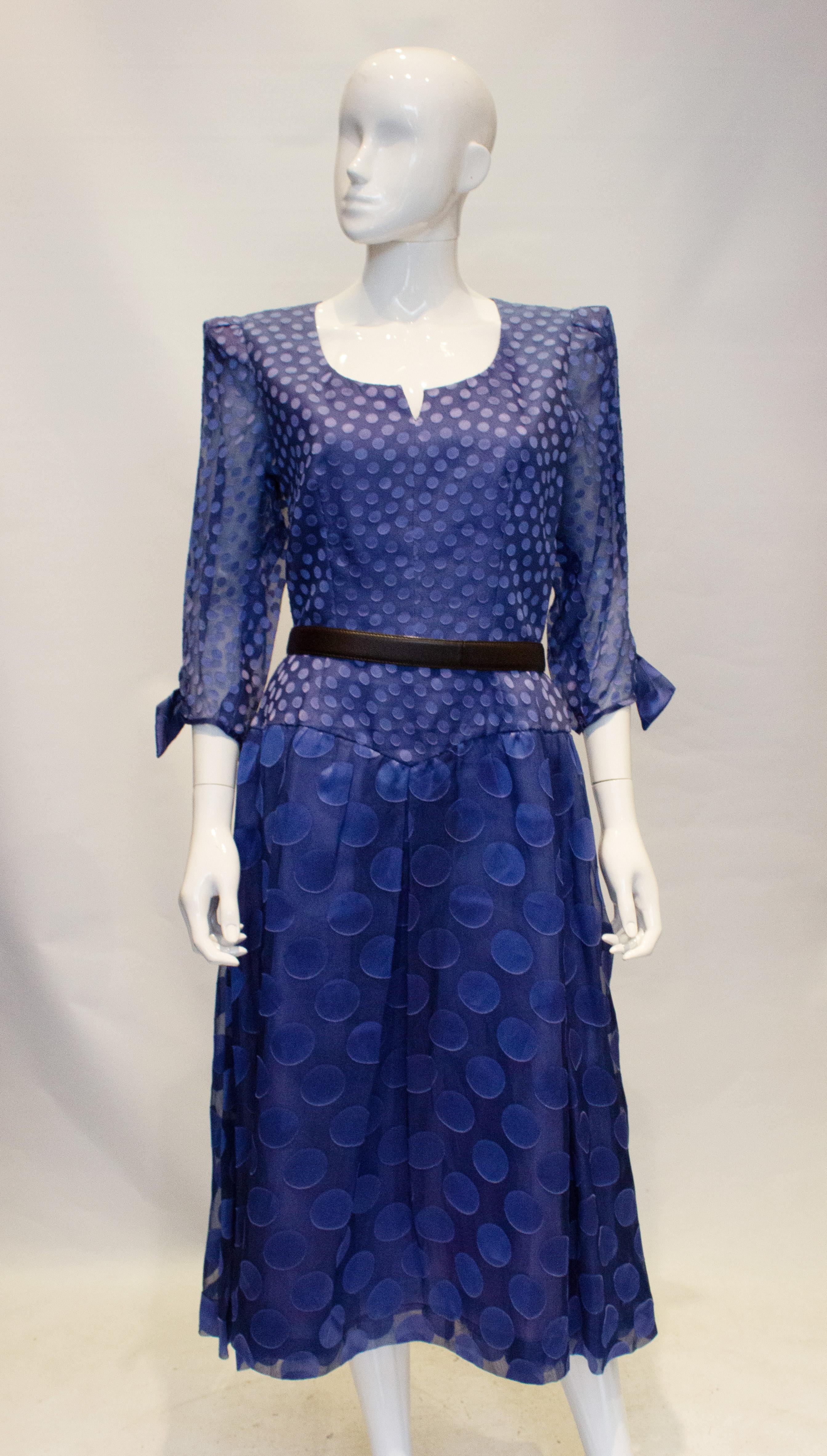 Vintage Donald Campbell Silk Spot Dress In Good Condition For Sale In London, GB