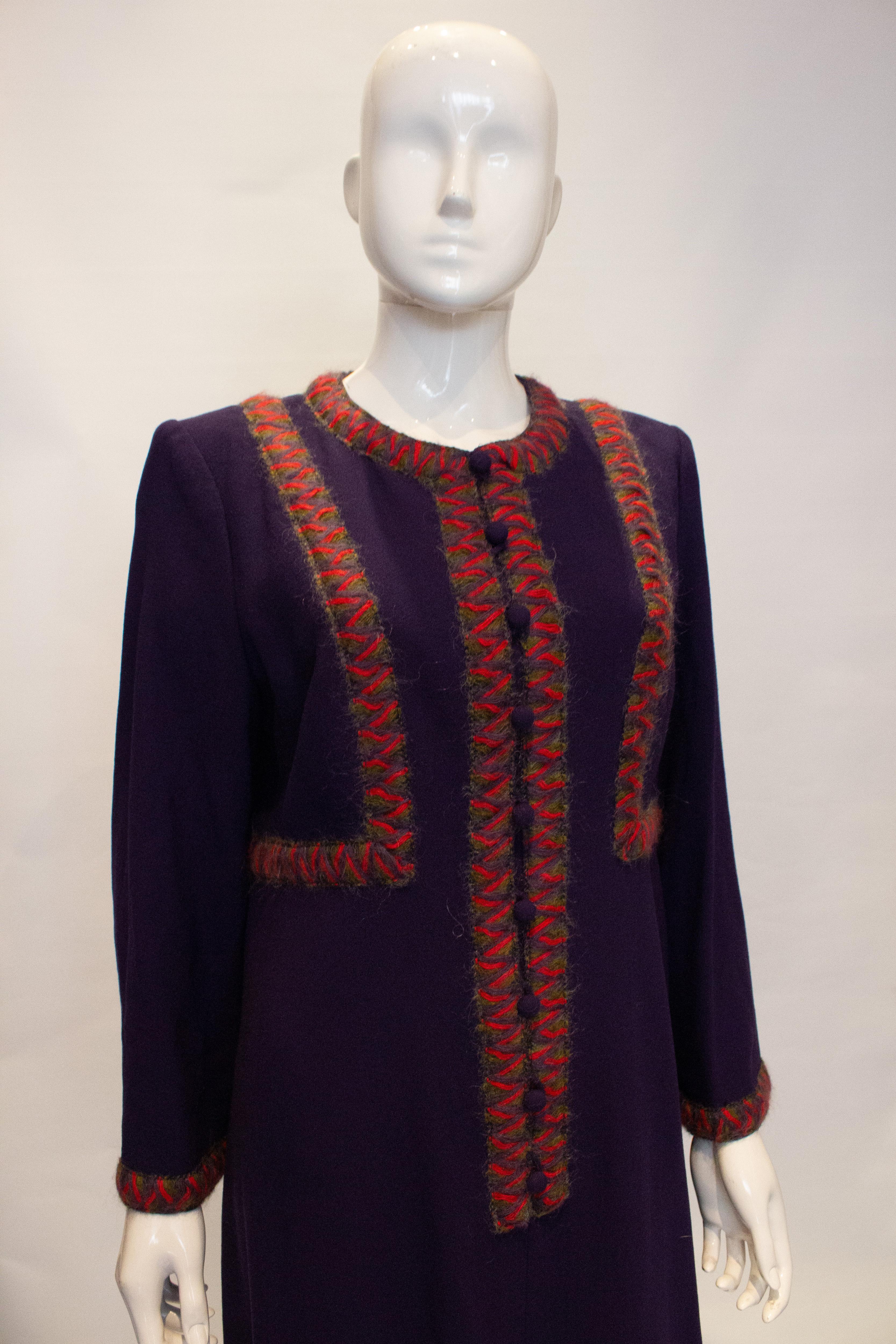 Vintage Donald Campbell Wool Crepe Dress In Good Condition For Sale In London, GB