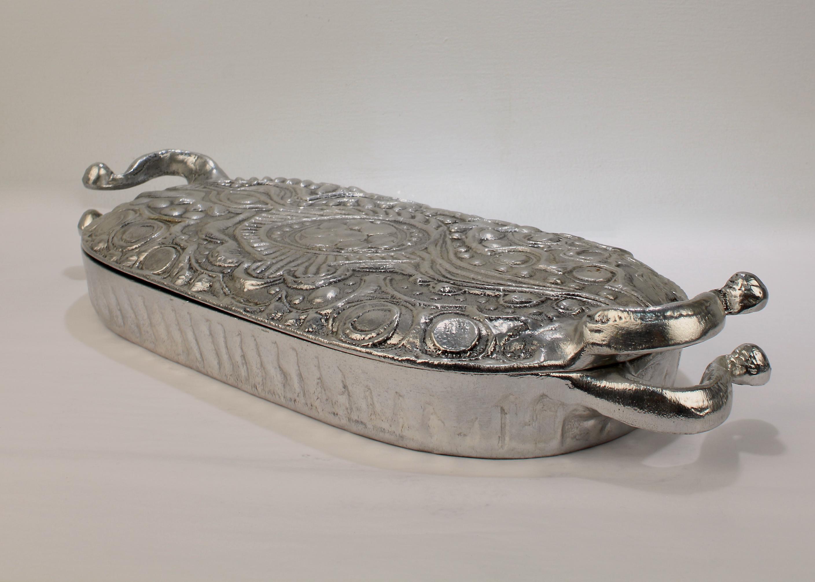 Vintage Donald Drumm Mid-Century Modern Aluminum Covered Casserole Dish In Good Condition In Philadelphia, PA