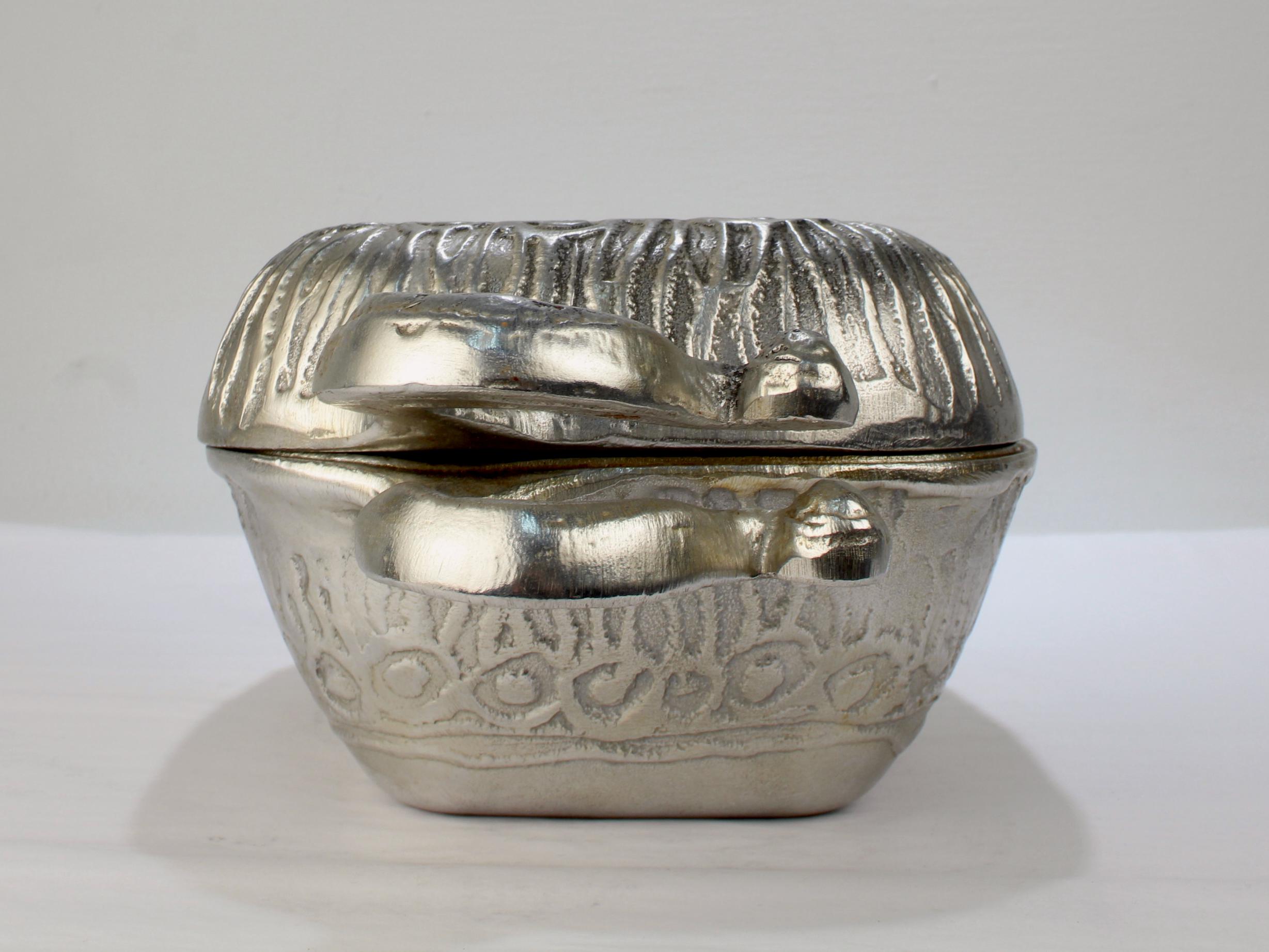American Vintage Donald Drumm Mid-Century Modern Aluminum Covered Casserole Dish / Tureen For Sale