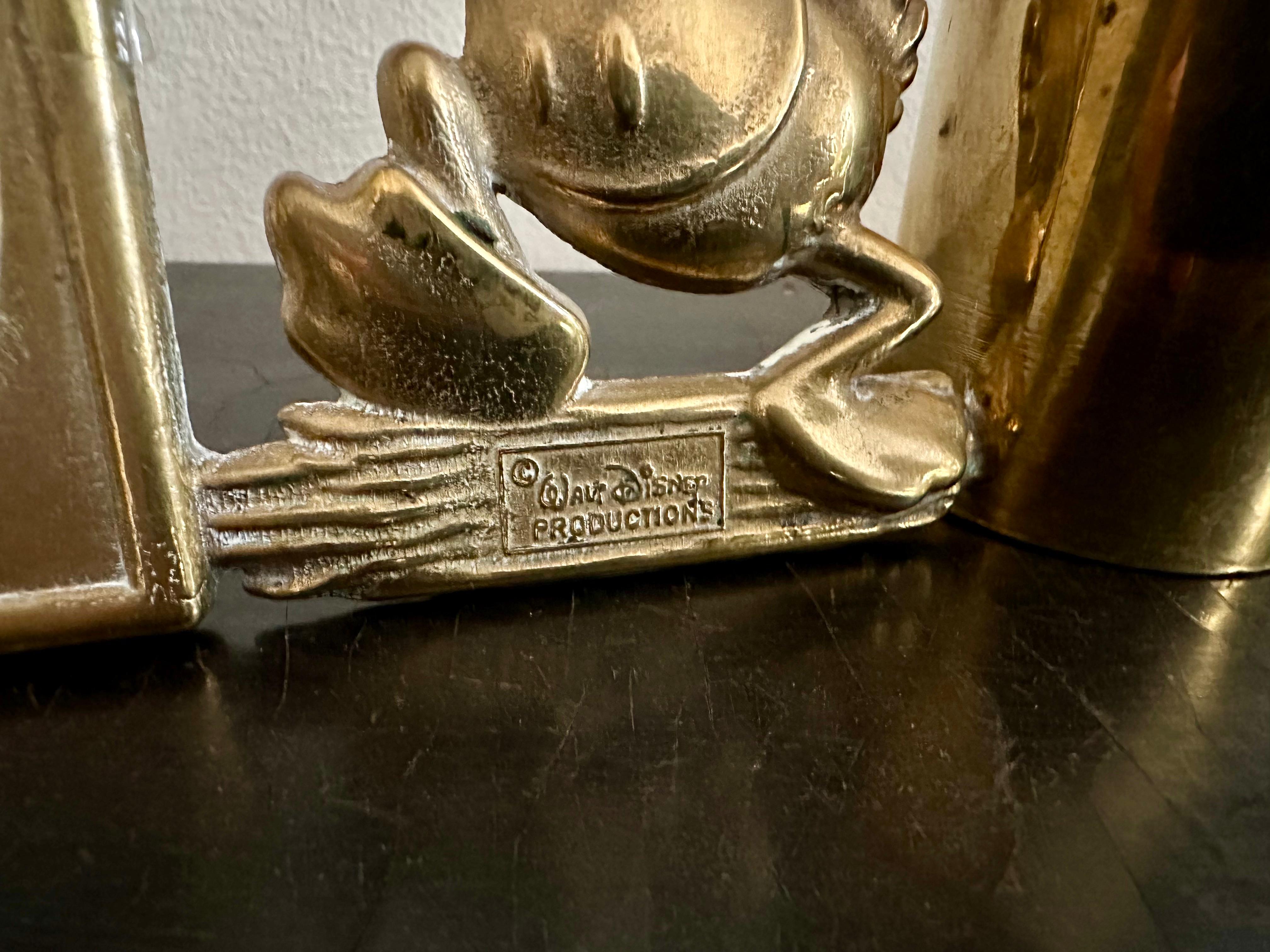 Late 20th Century Vintage Donald Duck Brass Pen Holder with Picture Frame – 1970s Collectible For Sale