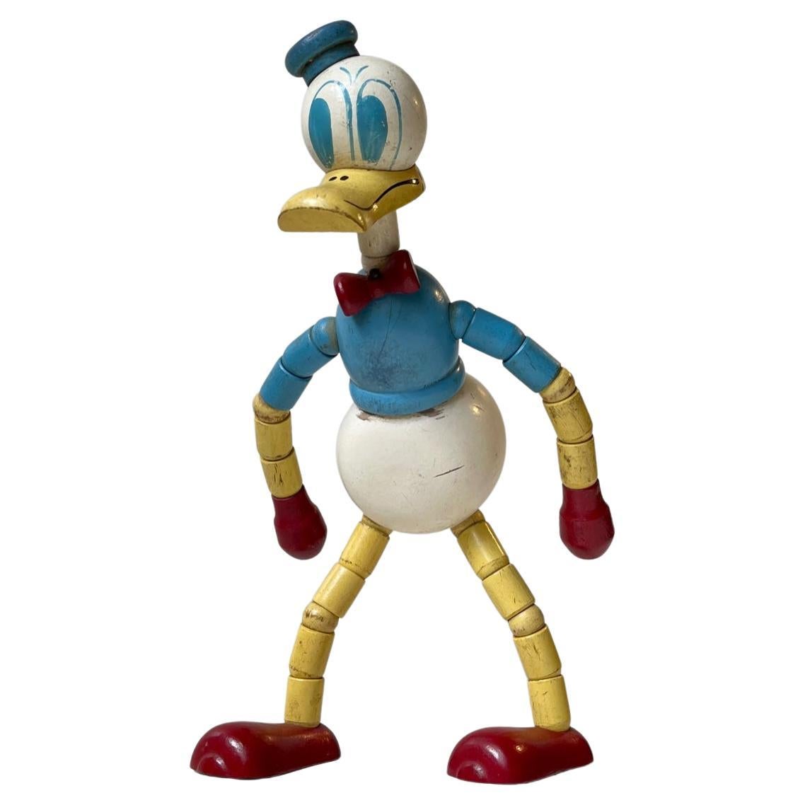 Vintage Donald Duck in Painted Beech with Articulated Limbs by Brio Sweden