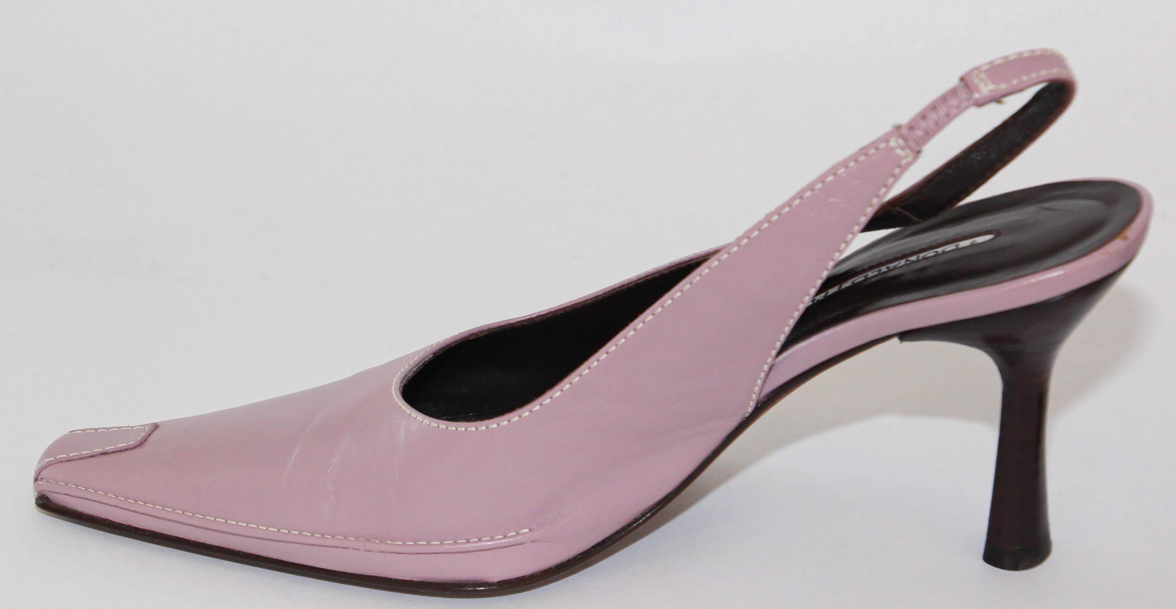 Gray Vintage Donald J Pliner Pink Blush Sling Back Heels 8 M For Sale