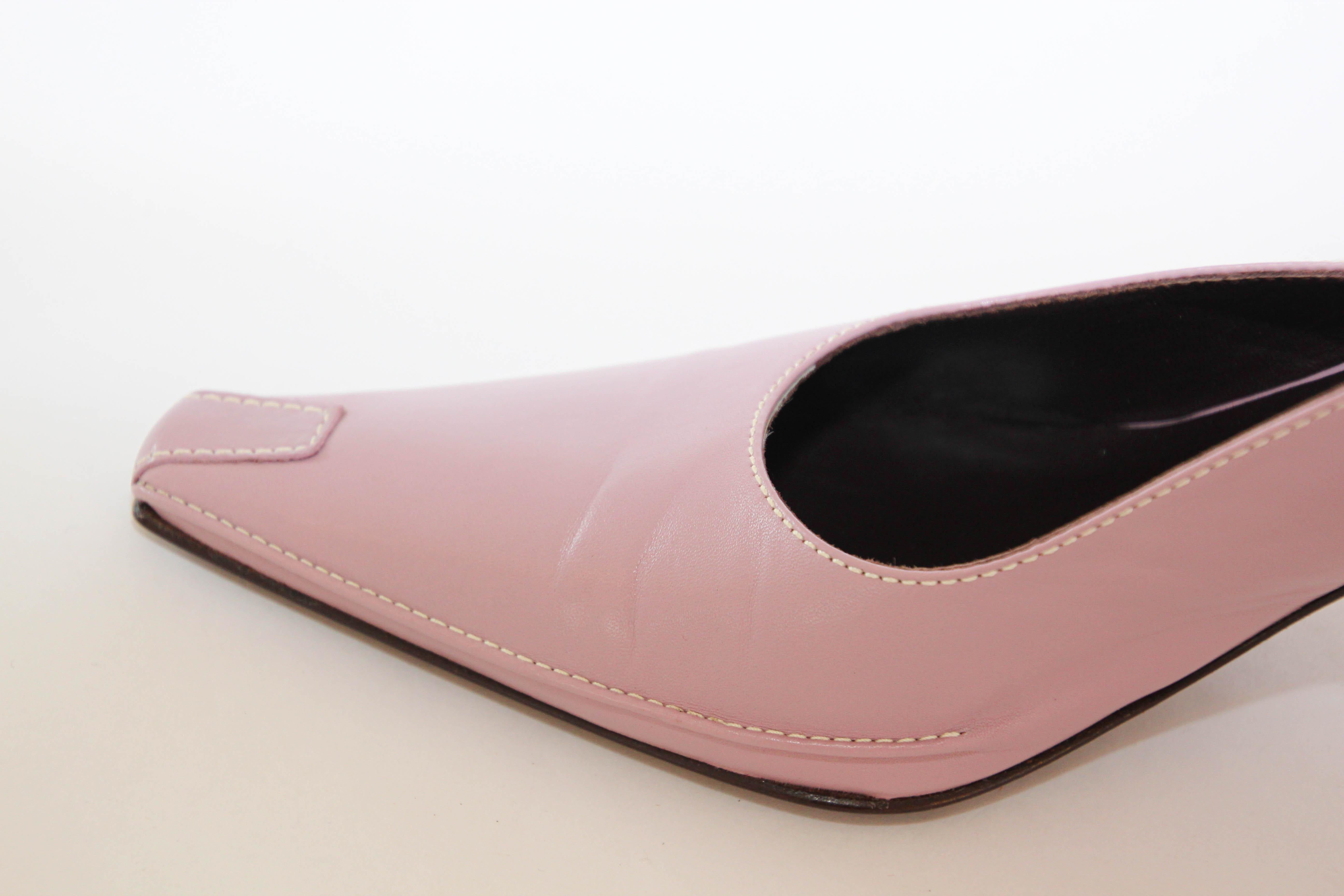 Vintage Donald J Pliner Pink Blush Sling Back Heels 8 M In Good Condition For Sale In North Hollywood, CA
