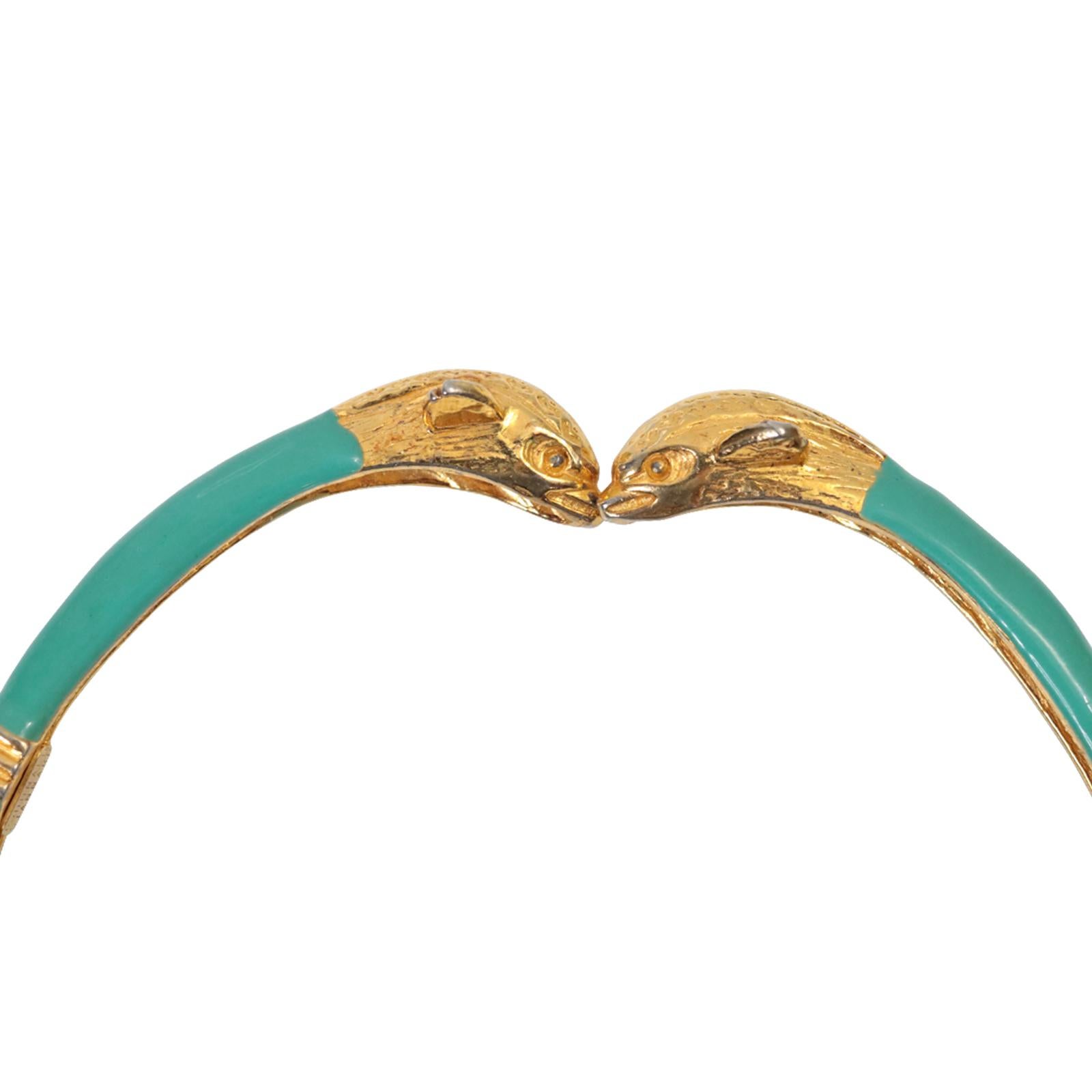 Vintage Donald Stannard Delphine Kopf Halsband in Türkis und Gold CIRCA 1980er im Angebot 3