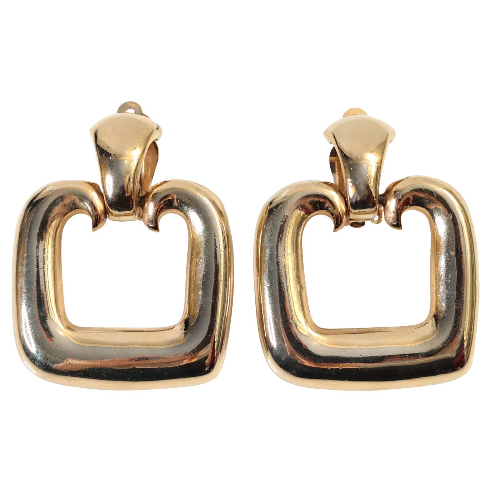 Vintage Donald Stannard Gold Tone Hoop Earrings CIRCA 1980s