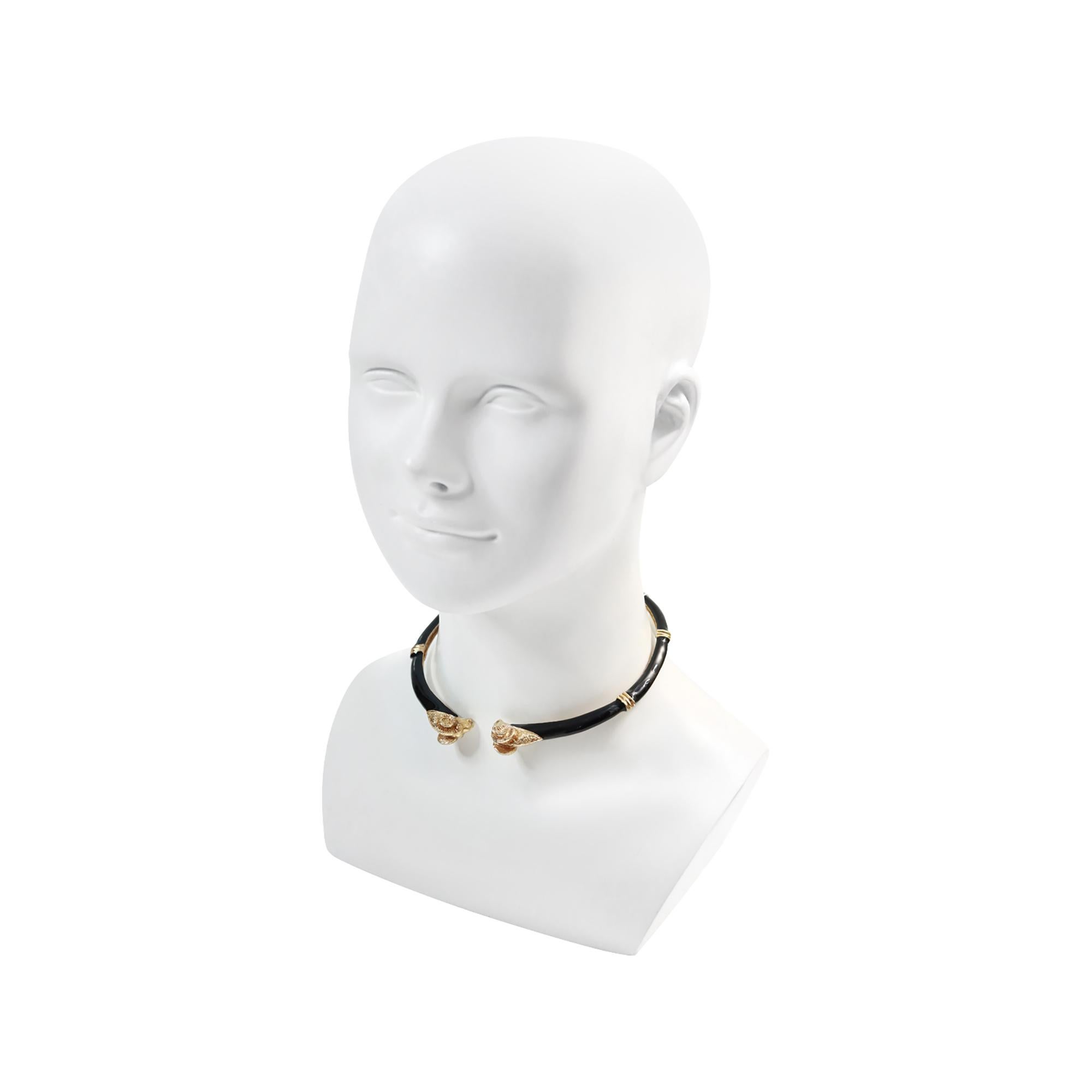 Vintage Donald Stannard Rams Head Choker in Black and Gold Circa 1980s For Sale 5