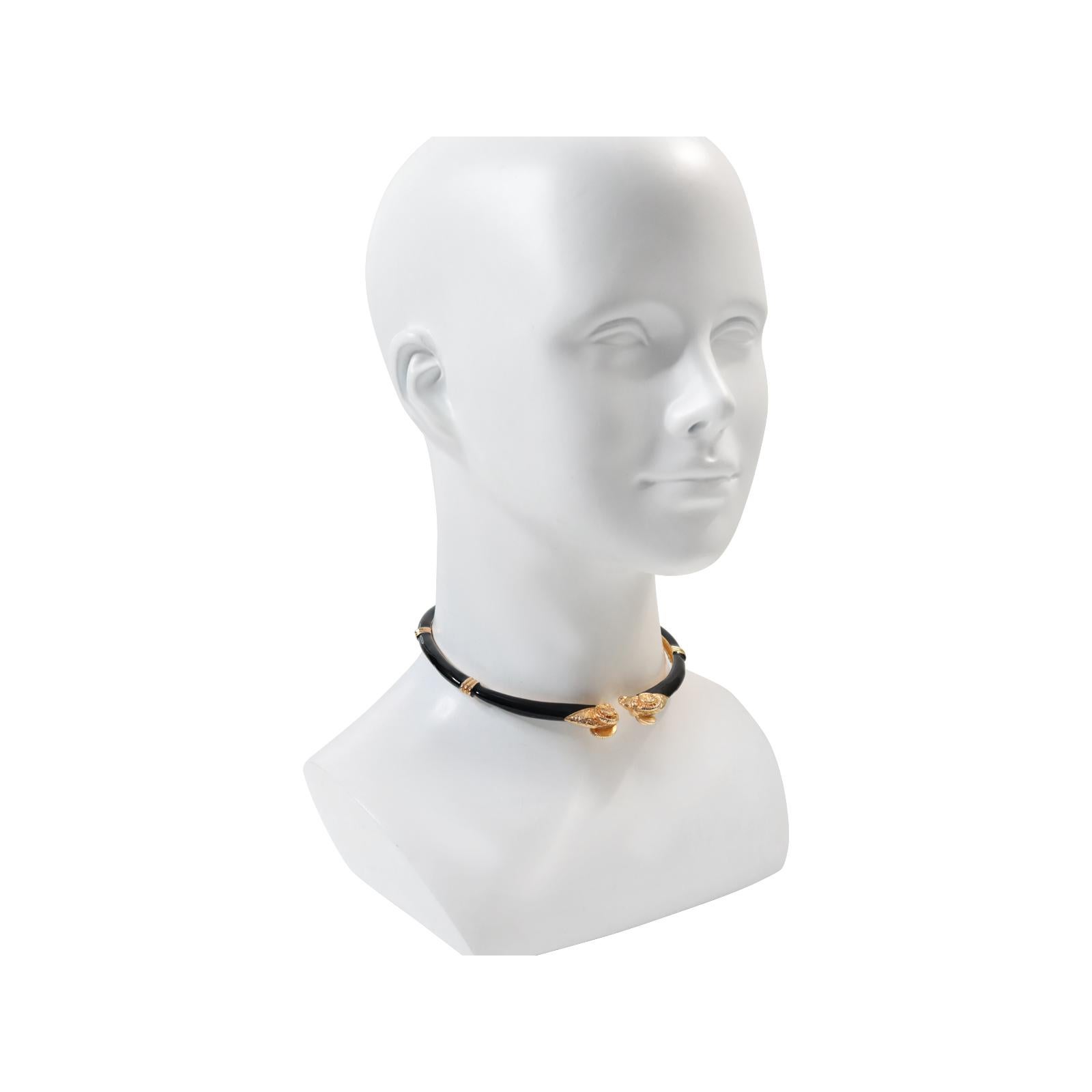 Vintage Donald Stannard Rams Head Choker in Black and Gold Circa 1980s en vente 7
