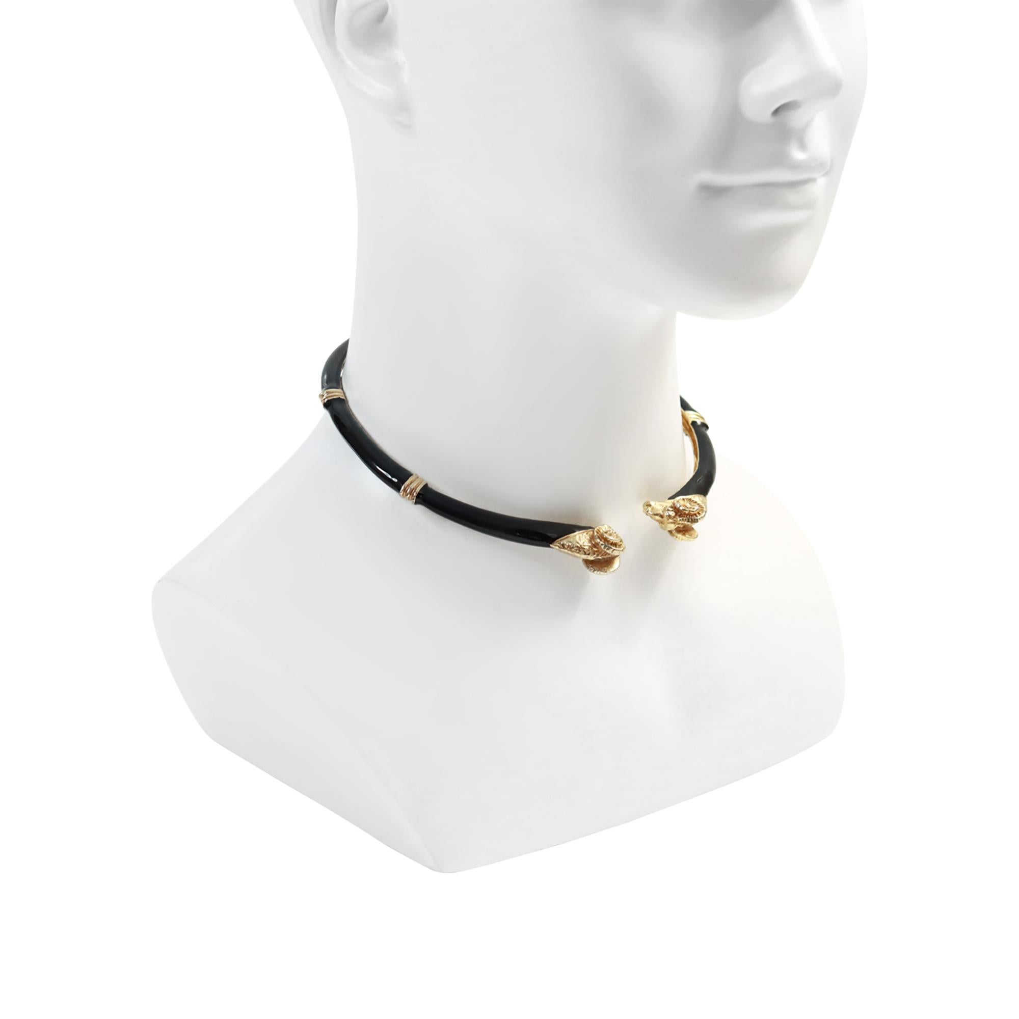 Vintage Donald Stannard Rams Head Choker in Black and Gold Circa 1980s For Sale 7