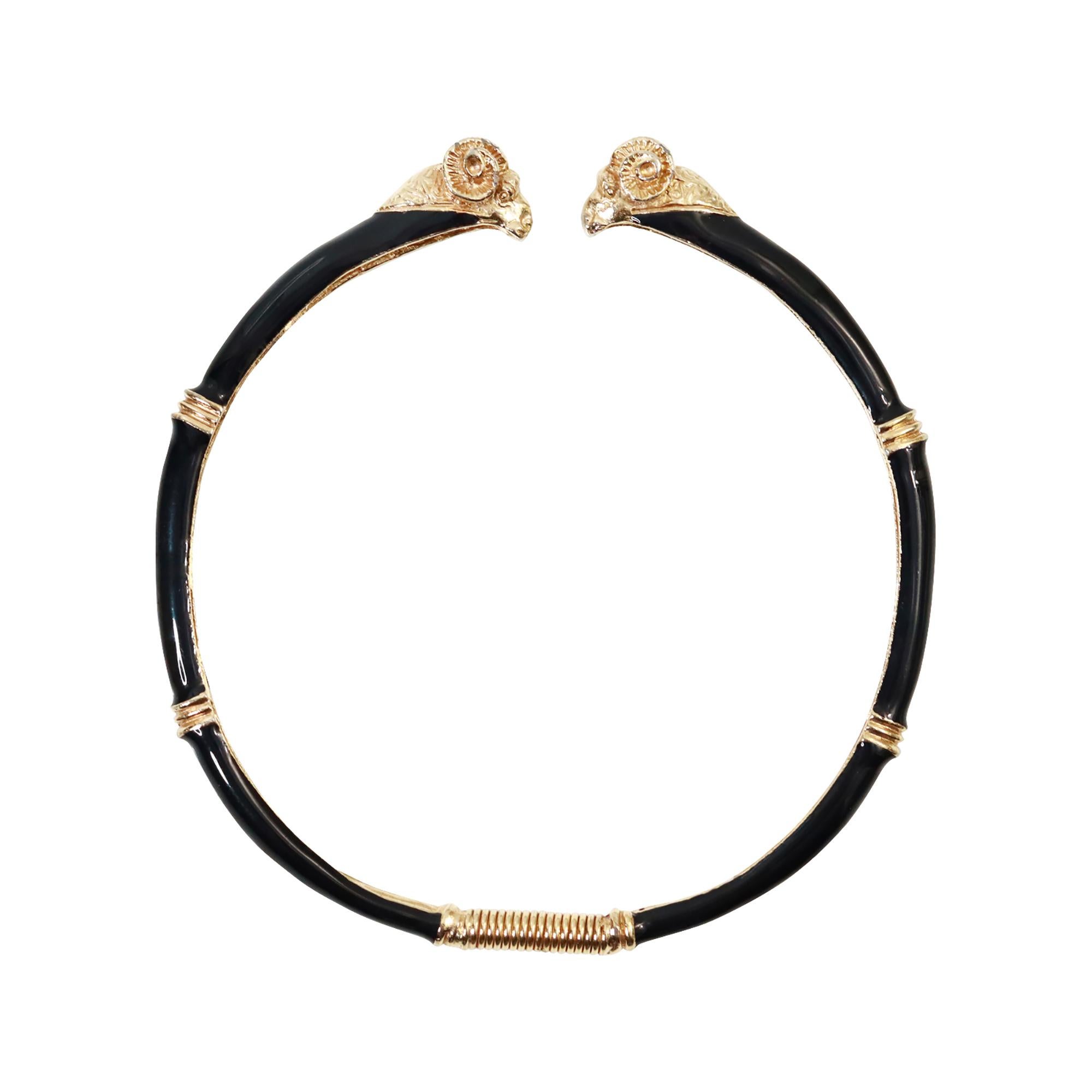 Vintage Donald Stannard Rams Head Choker in Black and Gold Circa 1980s For Sale 8