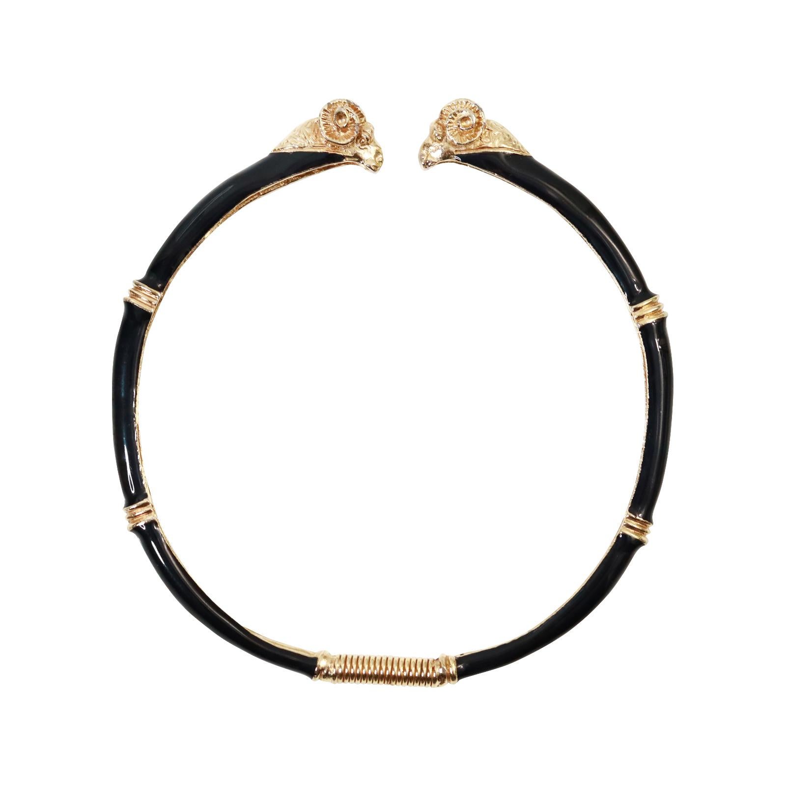 Vintage Donald Stannard Rams Head Choker in Black and Gold Circa 1980s en vente 9