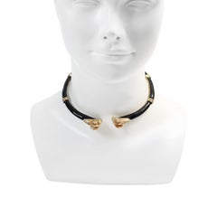 Vintage Donald Stannard Rams Head Choker in Black and Gold Circa 1980s