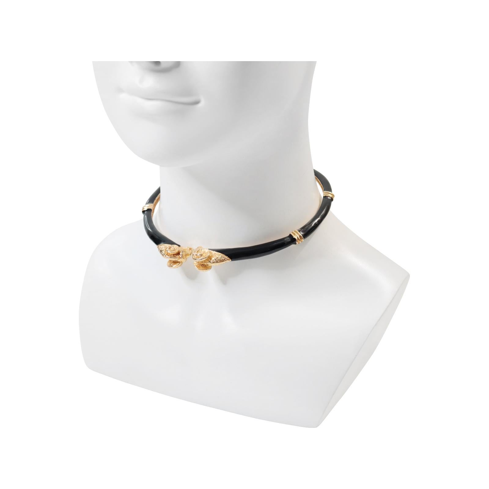 Vintage Donald Stannard Rams Head Choker in Black and Gold Circa 1980s en vente 3