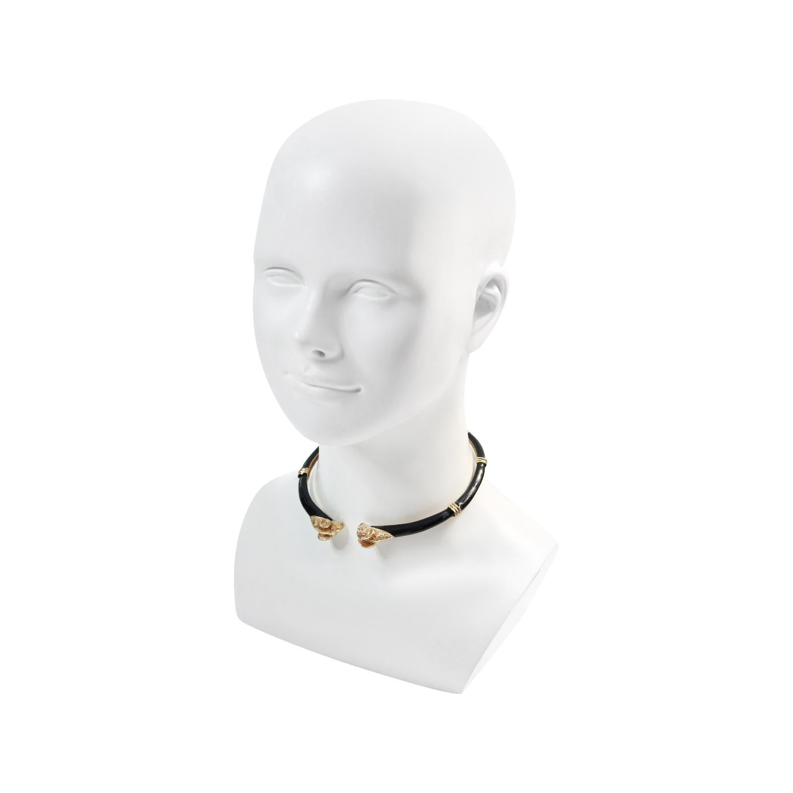 Vintage Donald Stannard Rams Head Choker in Black and Gold Circa 1980s en vente 4