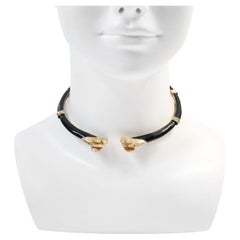 Vintage Donald Stannard Rams Head Choker in Black and Gold Circa 1980s