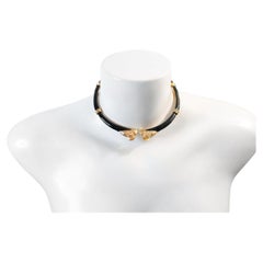 Vintage Donald Stannard Rams Head Choker in Black and Gold Circa 1980s