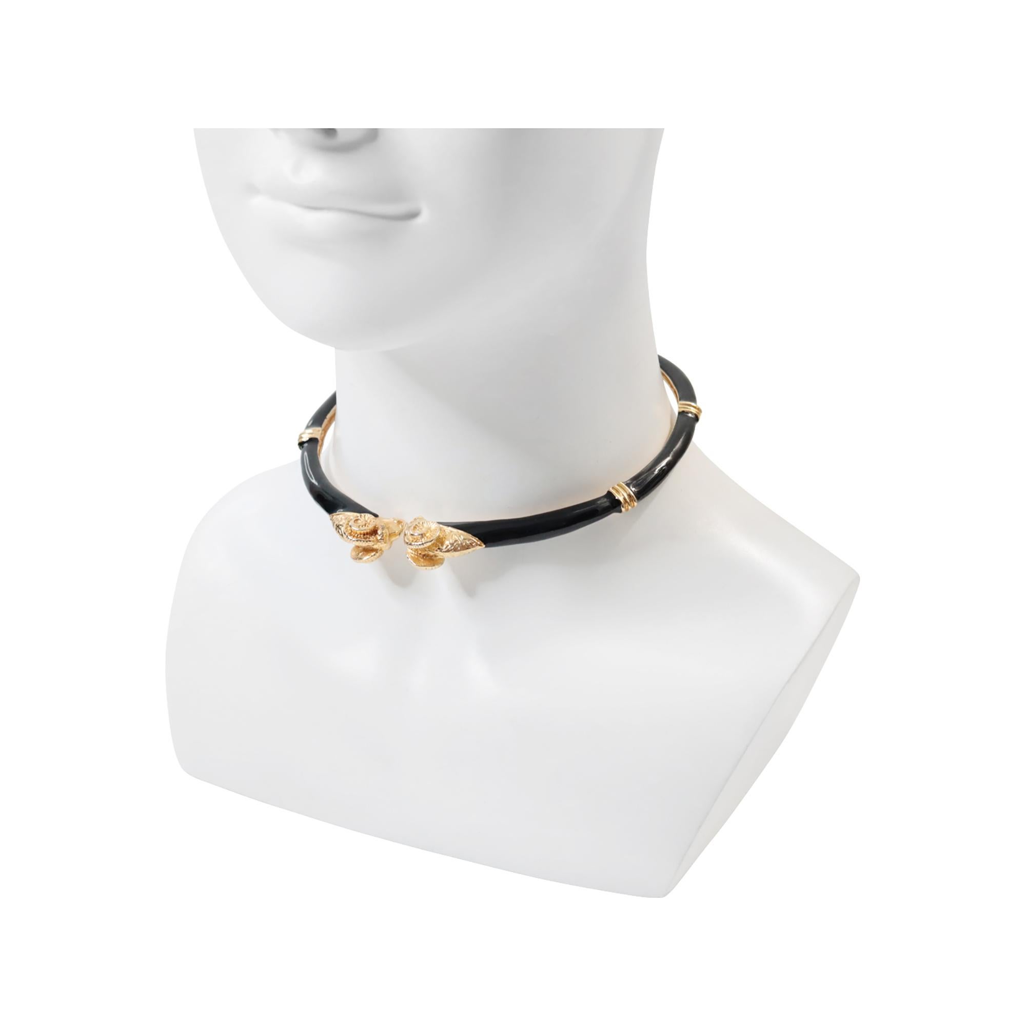 Vintage Donald Stannard Rams Head Choker in Black and Gold Circa 1980s