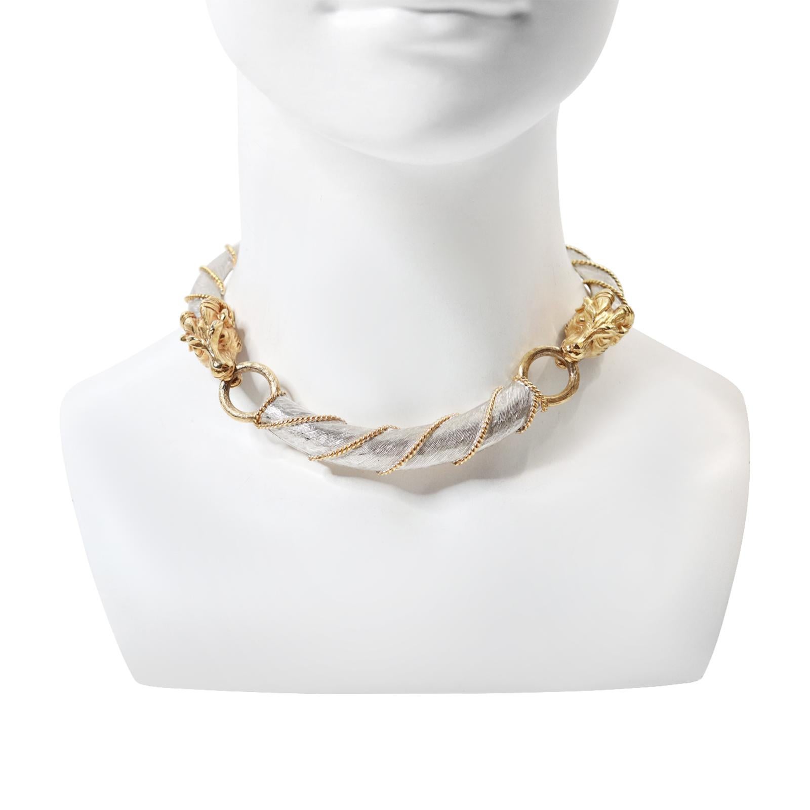 Modern Vintage Donald Stannard Rams Head Choker in Silver and Gold Circa 1980s For Sale