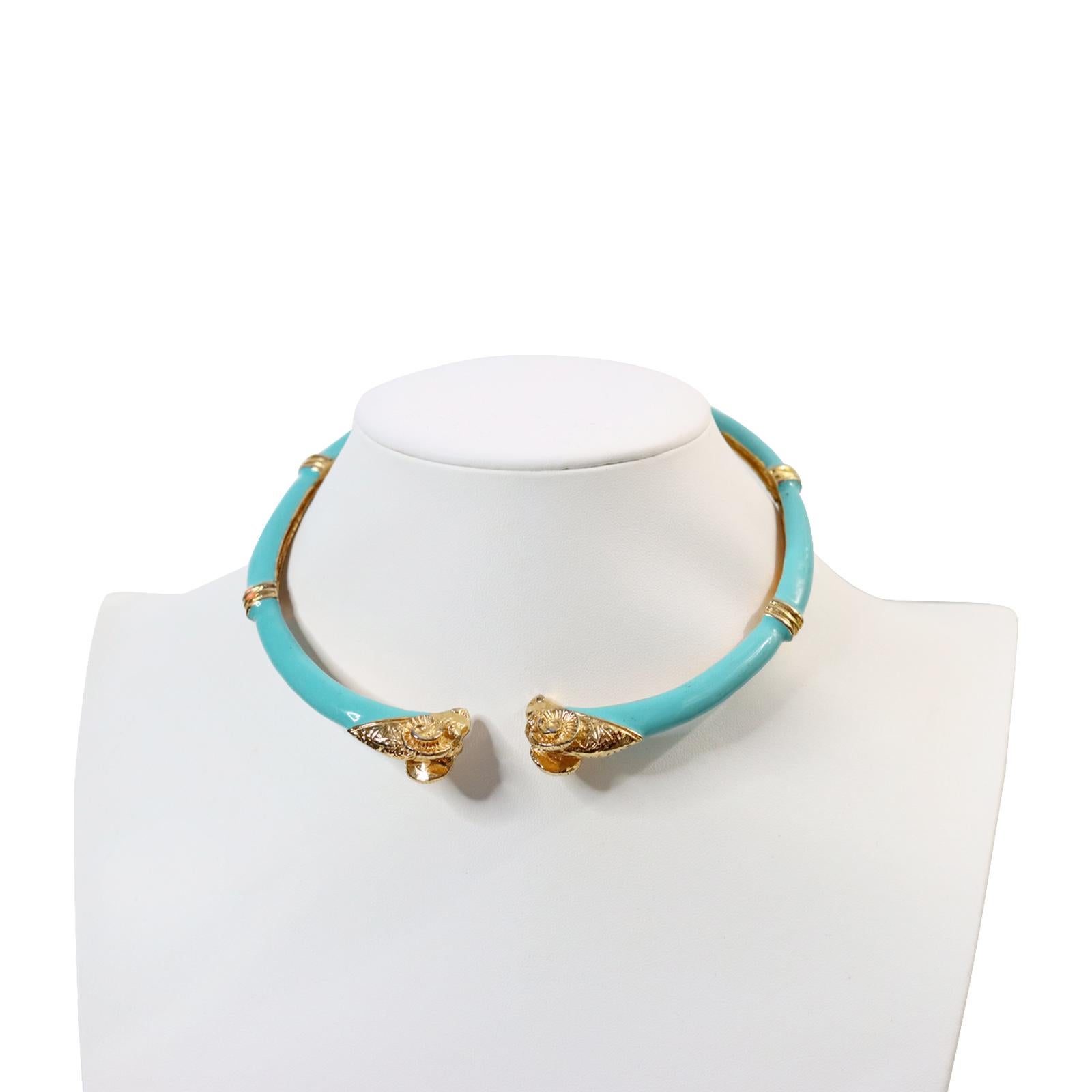 Vintage Donald Stannard Rams Head Choker in Türkis und Gold CIRCA 1980s (Art déco)