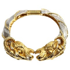Vintage Donald Stannard Rams Head Bracelet in Silver and Gold Circa 1980s