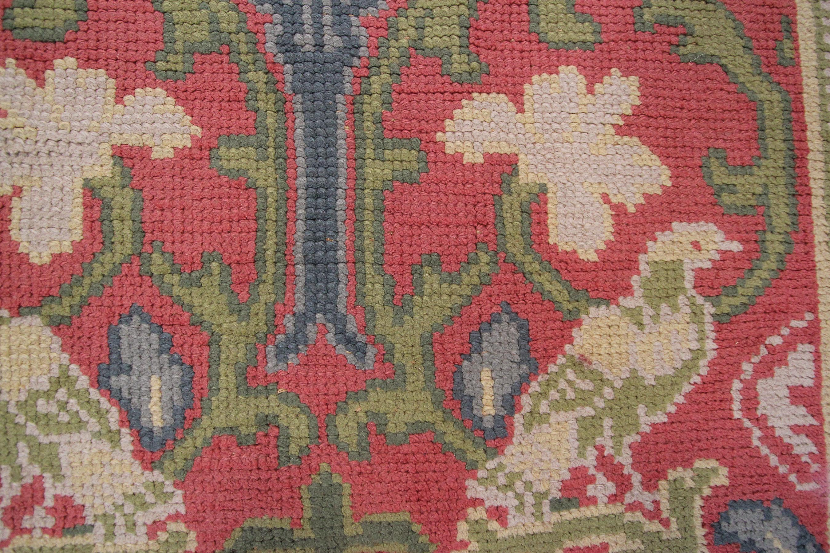 Wool Vintage Donegal Rug Vintage Arts & Crafts Rug Art Nouveau Rug Signed 10x17 Large For Sale