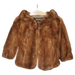 Retro Donenfelds Brown Mink Fur Coat Womans Jacket Wrap Cape Shawl Stole