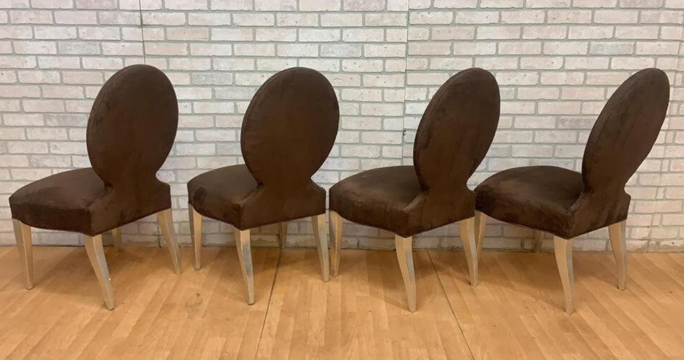 Hand-Crafted Vintage Donghia Casper Dining Side Chairs in Brown Suede - Set of 4