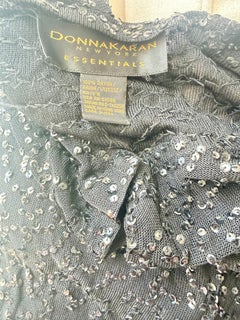 Vintage Donna Karan 1990s Semi Sheer Stretch Sequin Evening Cardigan Glamour Top