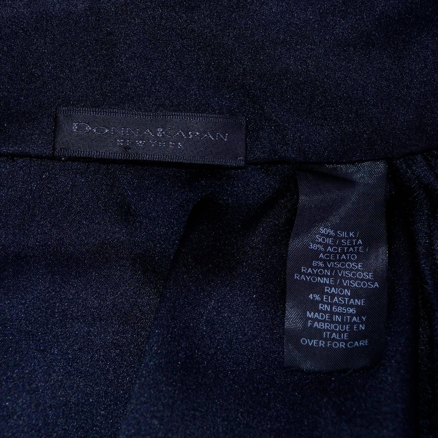 Donna Karan Vintage Bodysuit Blouse in Black Silk Blend Satin Top w French Cuffs 2